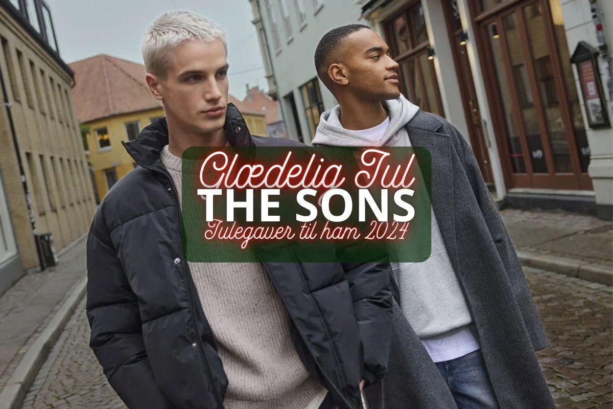 Julegaver til Ham 2025 Blog - På billedet ses 2 modeller i Grå Jack and Jones Payne Puffer Jacket og grå Harrison Wool Coat.