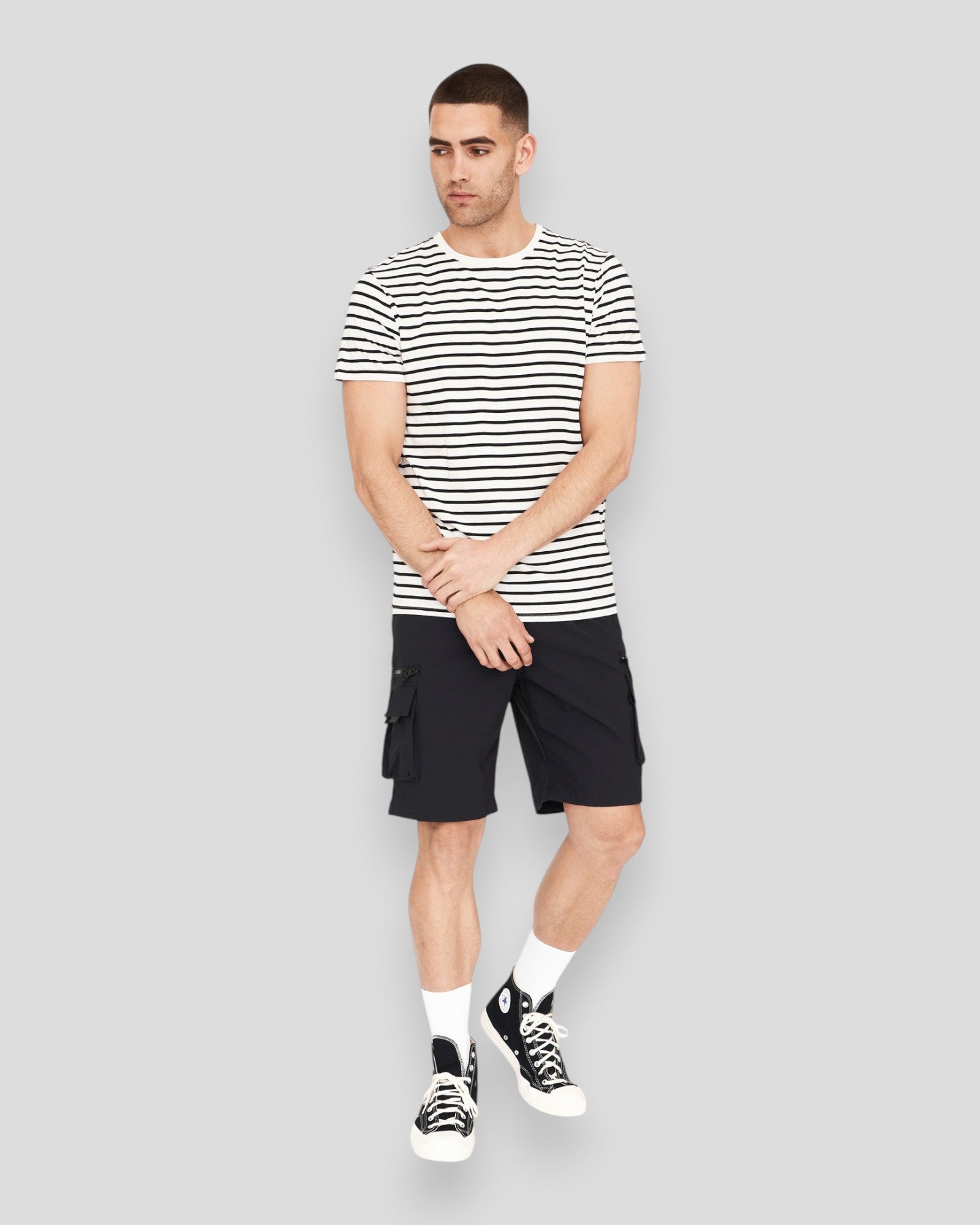 Resteröds Bamboo Tee - Black Stripes