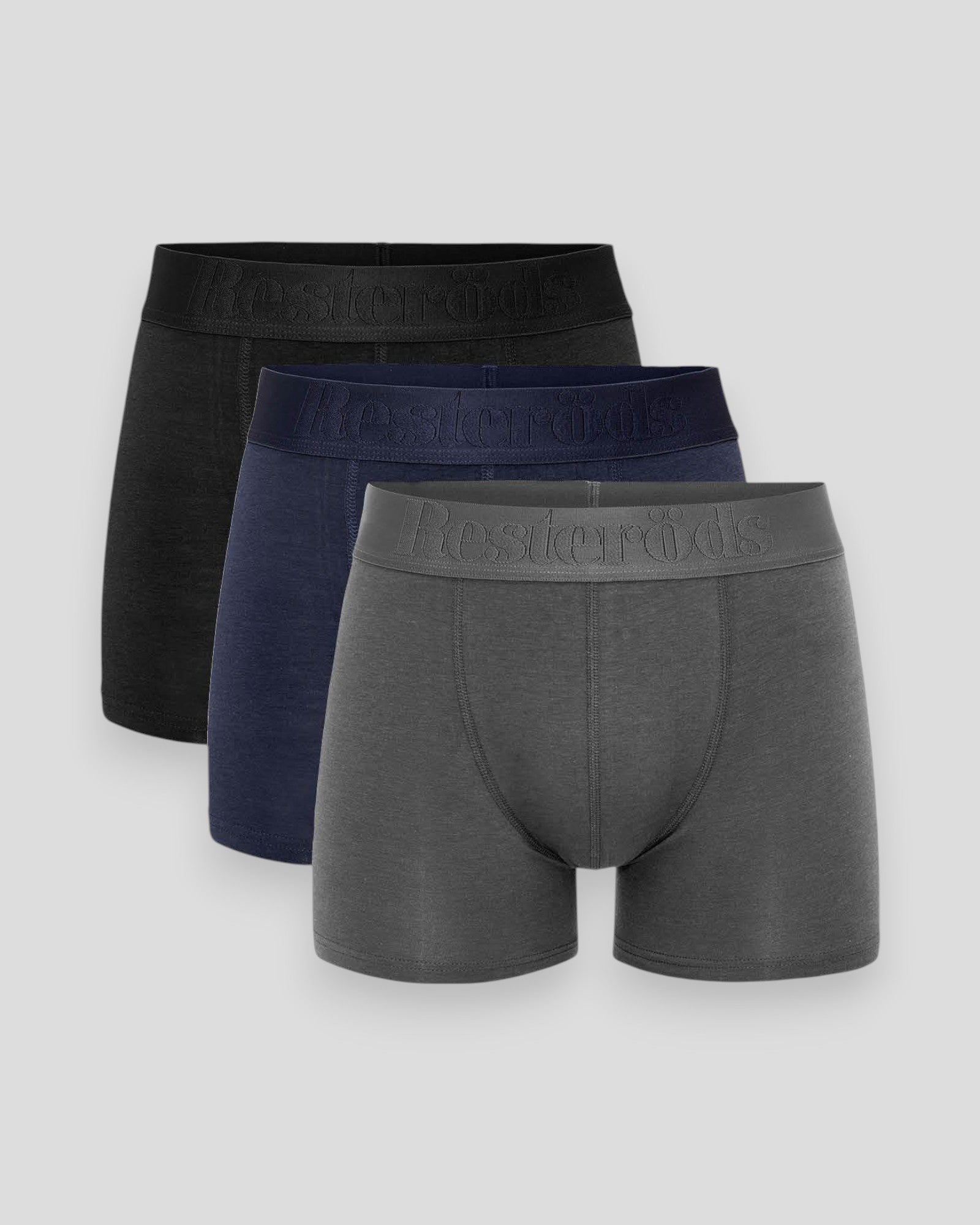 Farverige Resteröds Gunnar Boxer Bambus underbukser i 3-pack, komfortabelt og åndbart bomuldsmateriale.