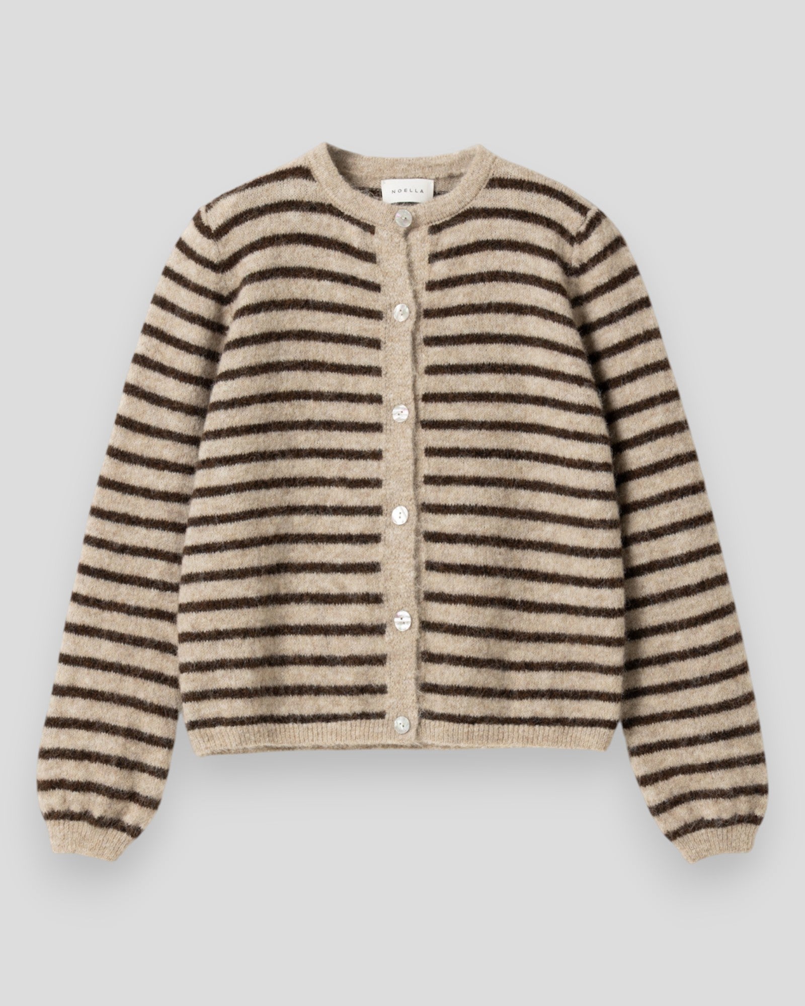 N-Mertice Knit Cardigan - Brown Sand Stripe