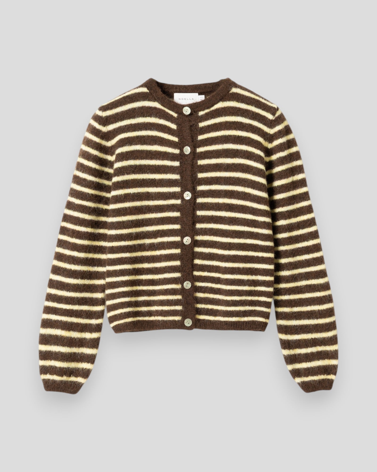 N-Mertice Knit Cardigan - Brown Yellow Stripe