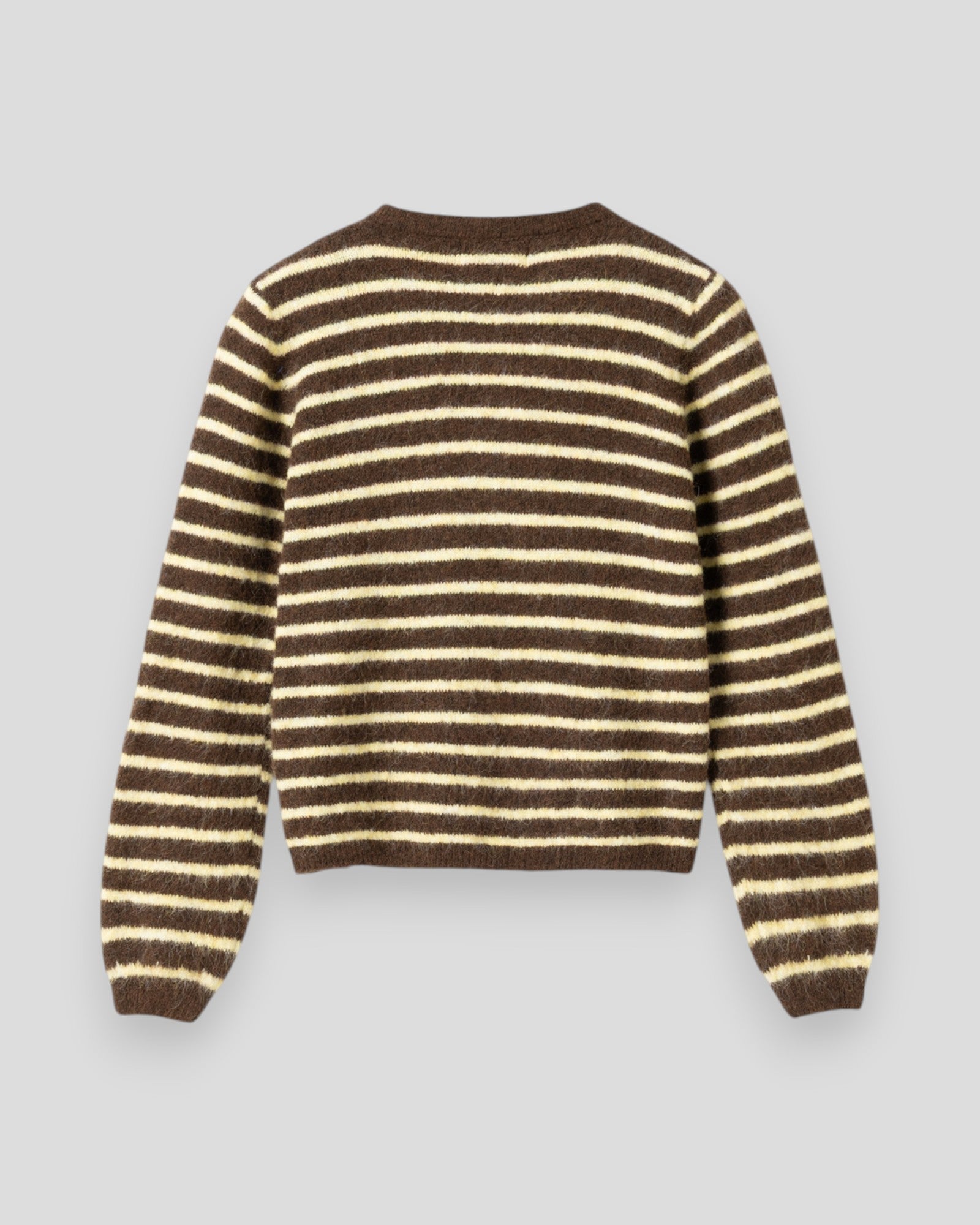 N-Mertice Knit Cardigan - Brown Yellow Stripe