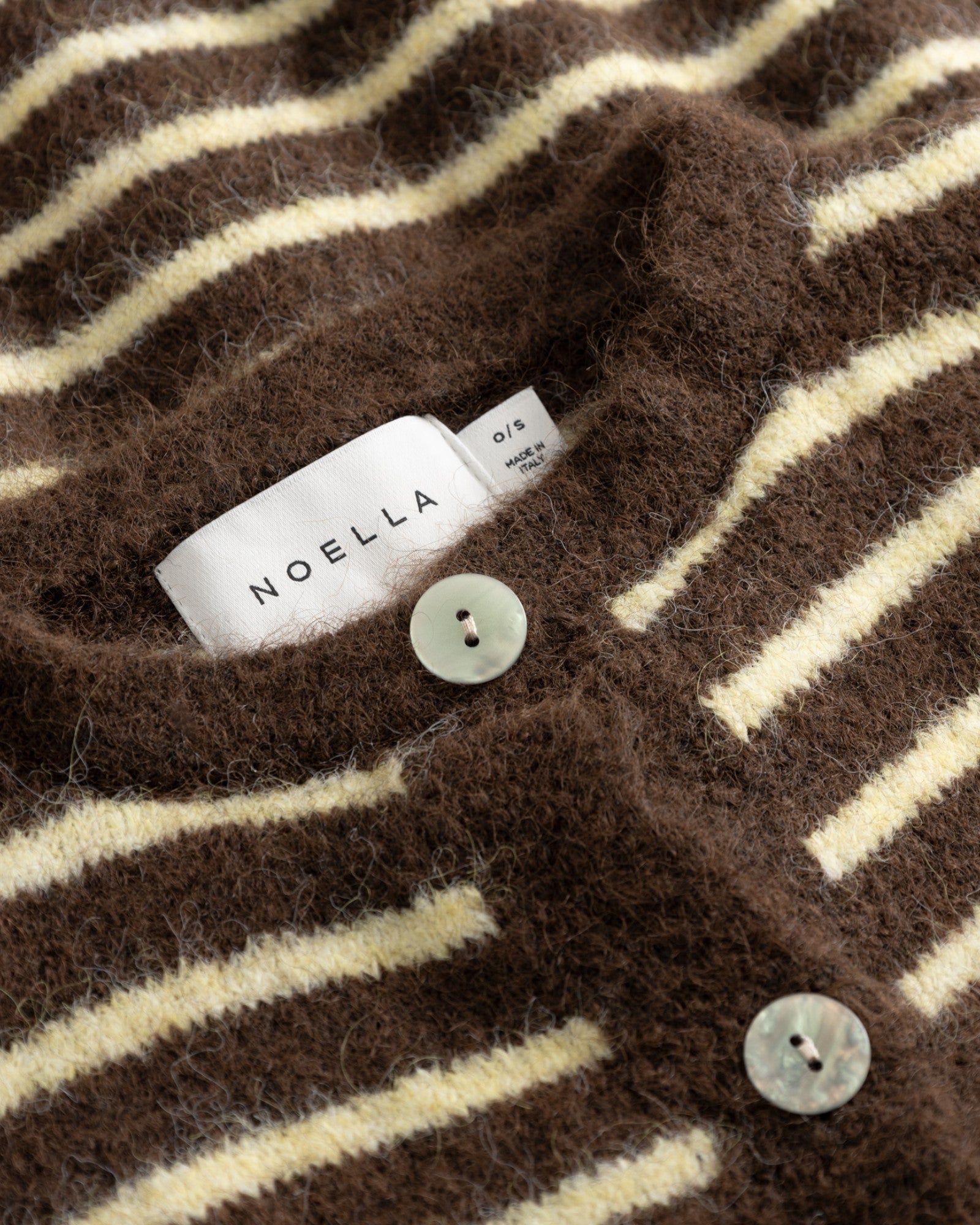 N-Mertice Knit Cardigan - Brown Yellow Stripe