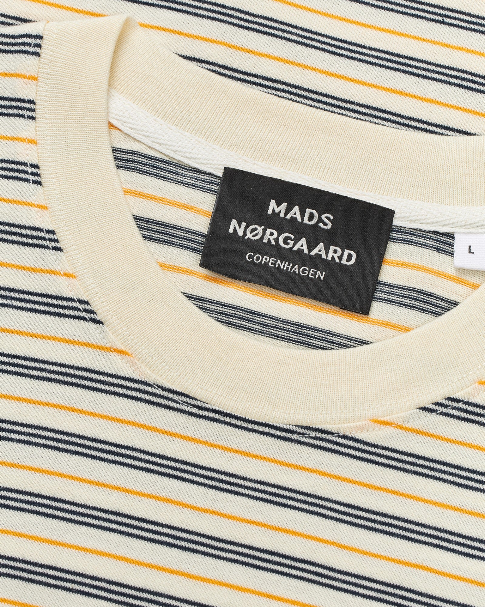 Cotton Jersey Stripe Frode Tee - Vanilla Ice/Sky Captain/Zinnia