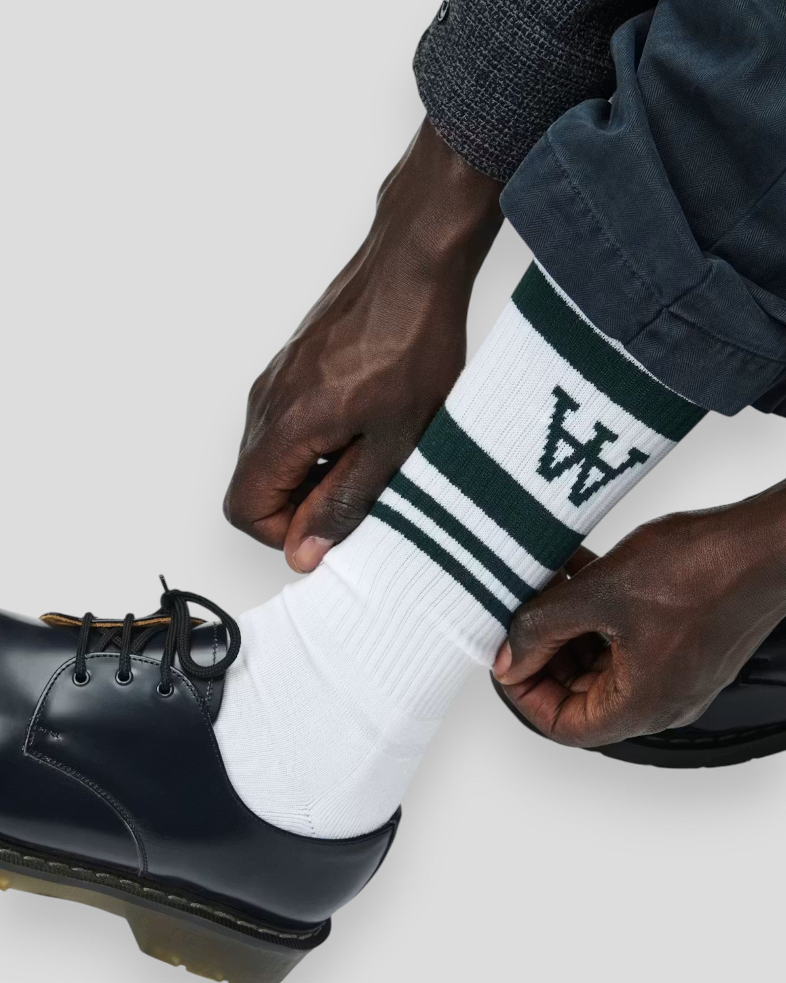 Ryder 2 Pack Sock - White/Black - White/Green