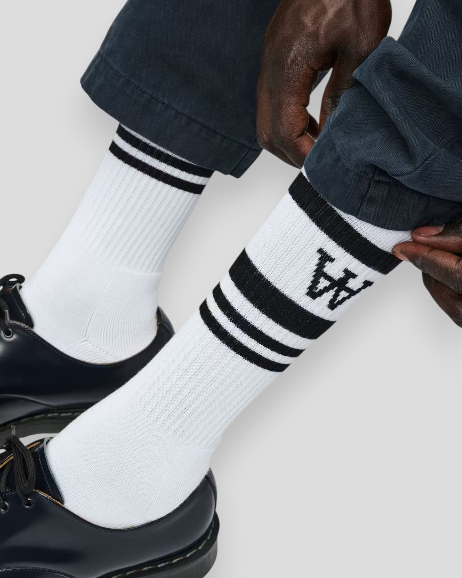 Ryder 2 Pack Sock - White/Black - White/Green