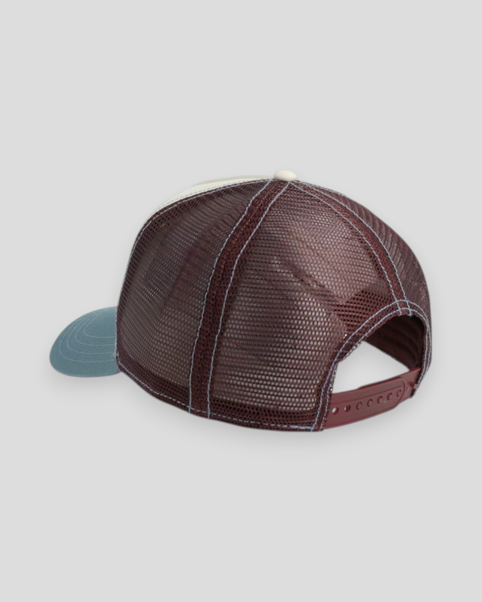 Stetson Trucker Cap in pastel white, blue, and purple with mesh back and curved brim, stylish and breathable headwear.