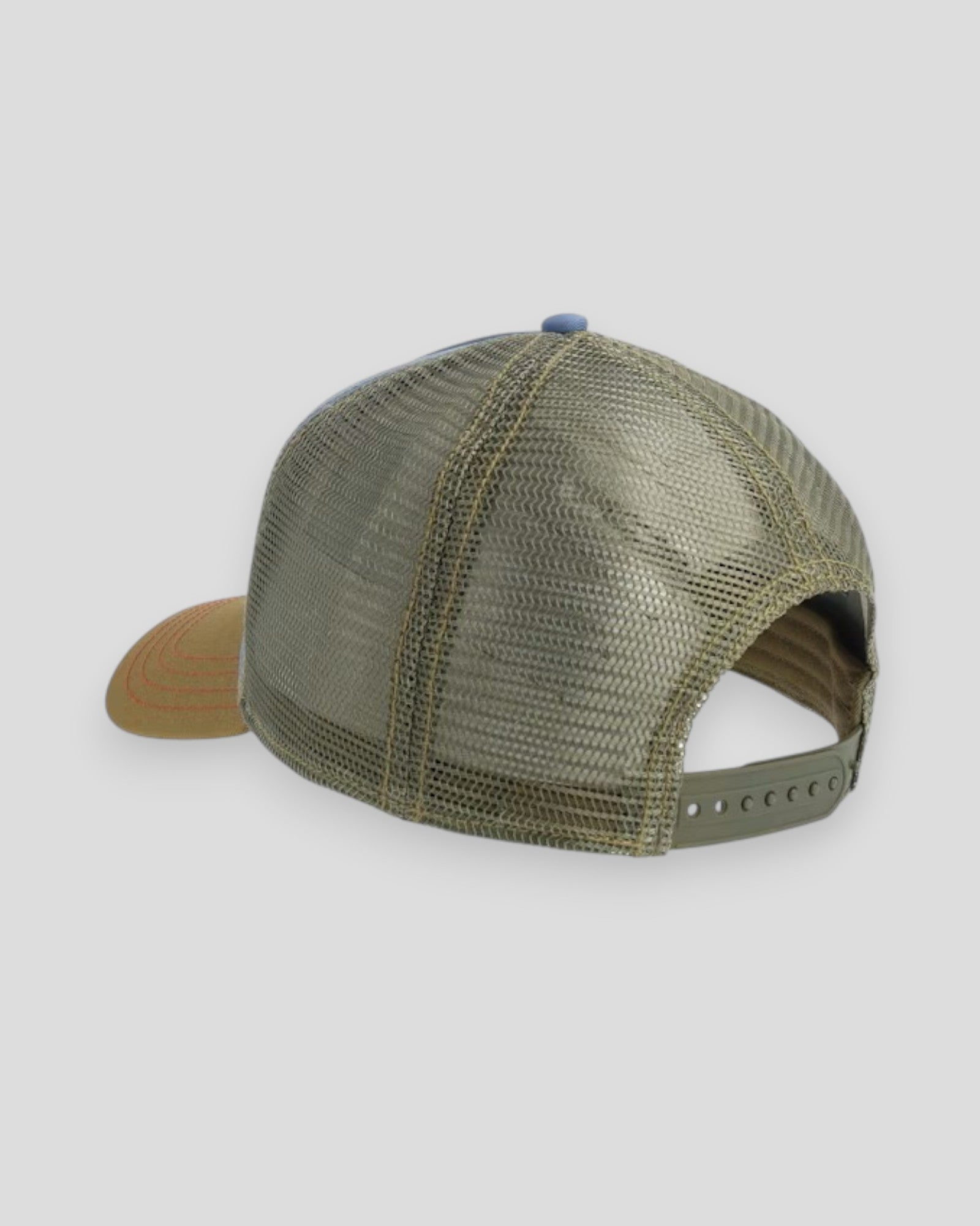 Stetson blue and brown trucker cap with "Since 1865" wing design, adjustable mesh back and curved brim.