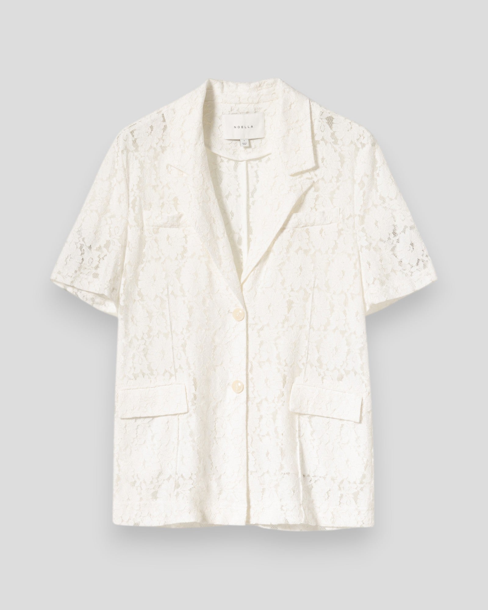 Noella N-Leanne Ivory women's blazer, tailored fit with classic lapel, front buttons, and long sleeves, stylish and versatile.