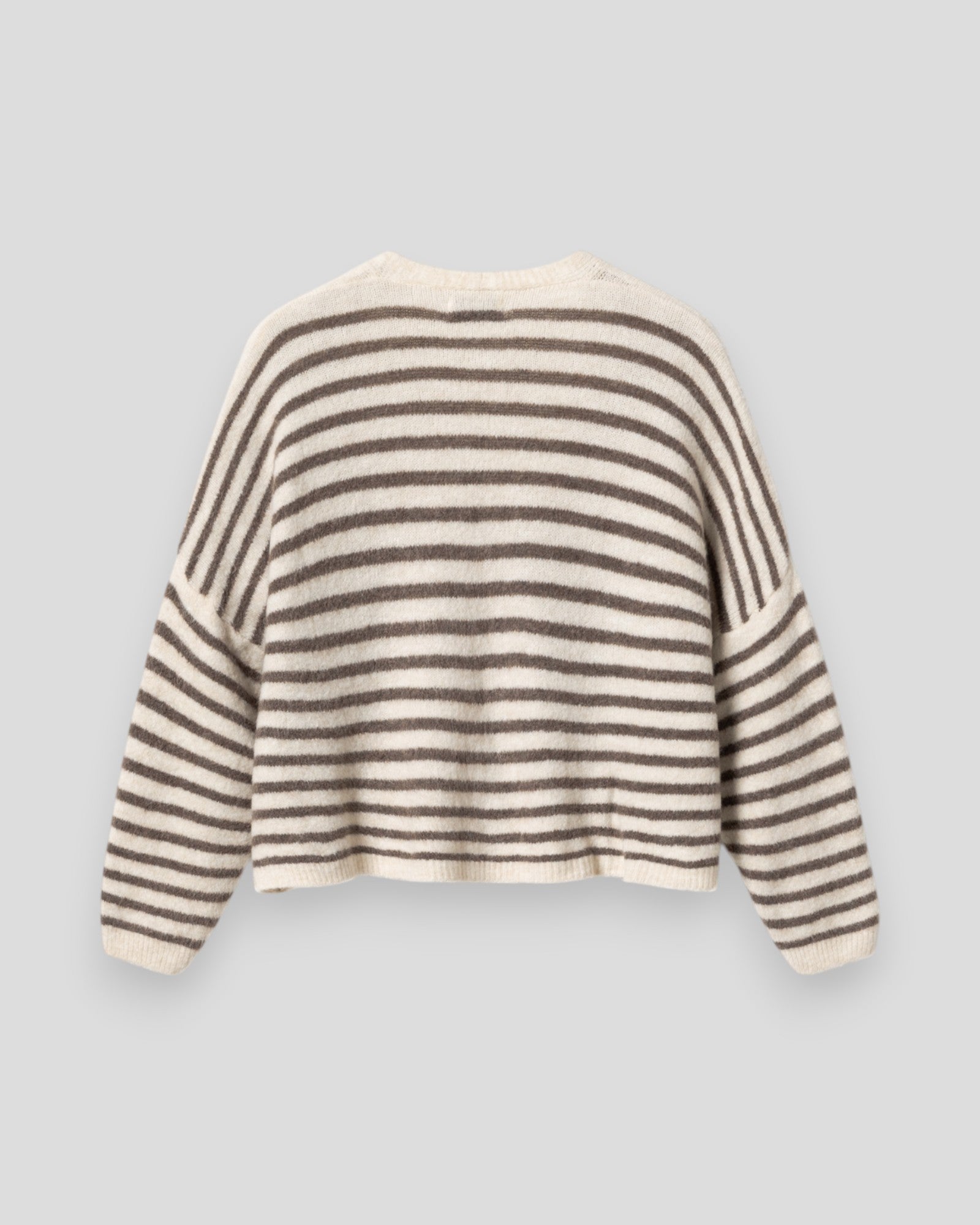 Noella N-Lenda strikket cardigan til kvinder i brun og ivory stribe, blød og komfortabel med klassisk mønster.