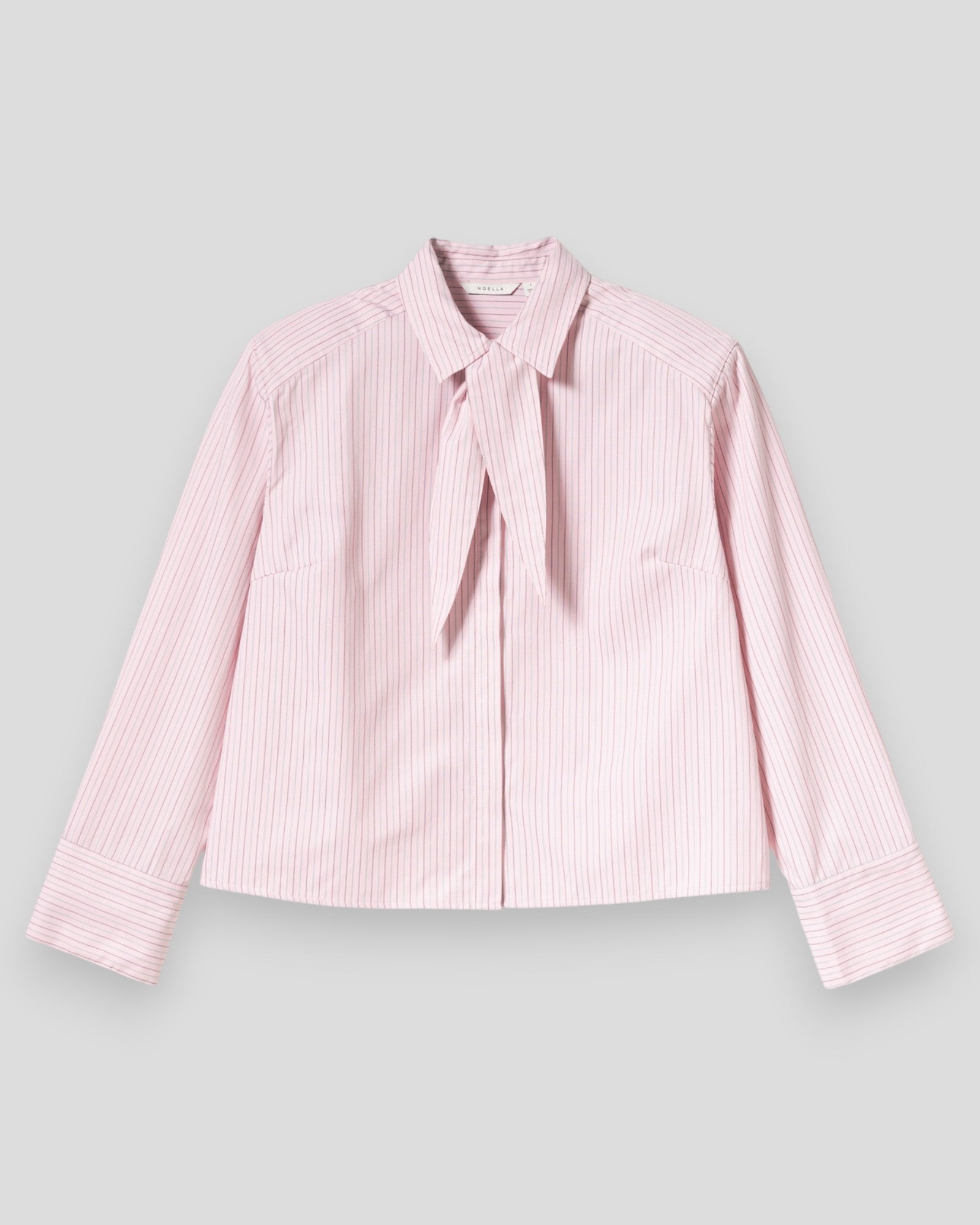 Women's N-Myra Donnie Blush Stripe shirt by Noella, featuring soft blush and white horizontal stripes, casual fit and lightweight fabric.