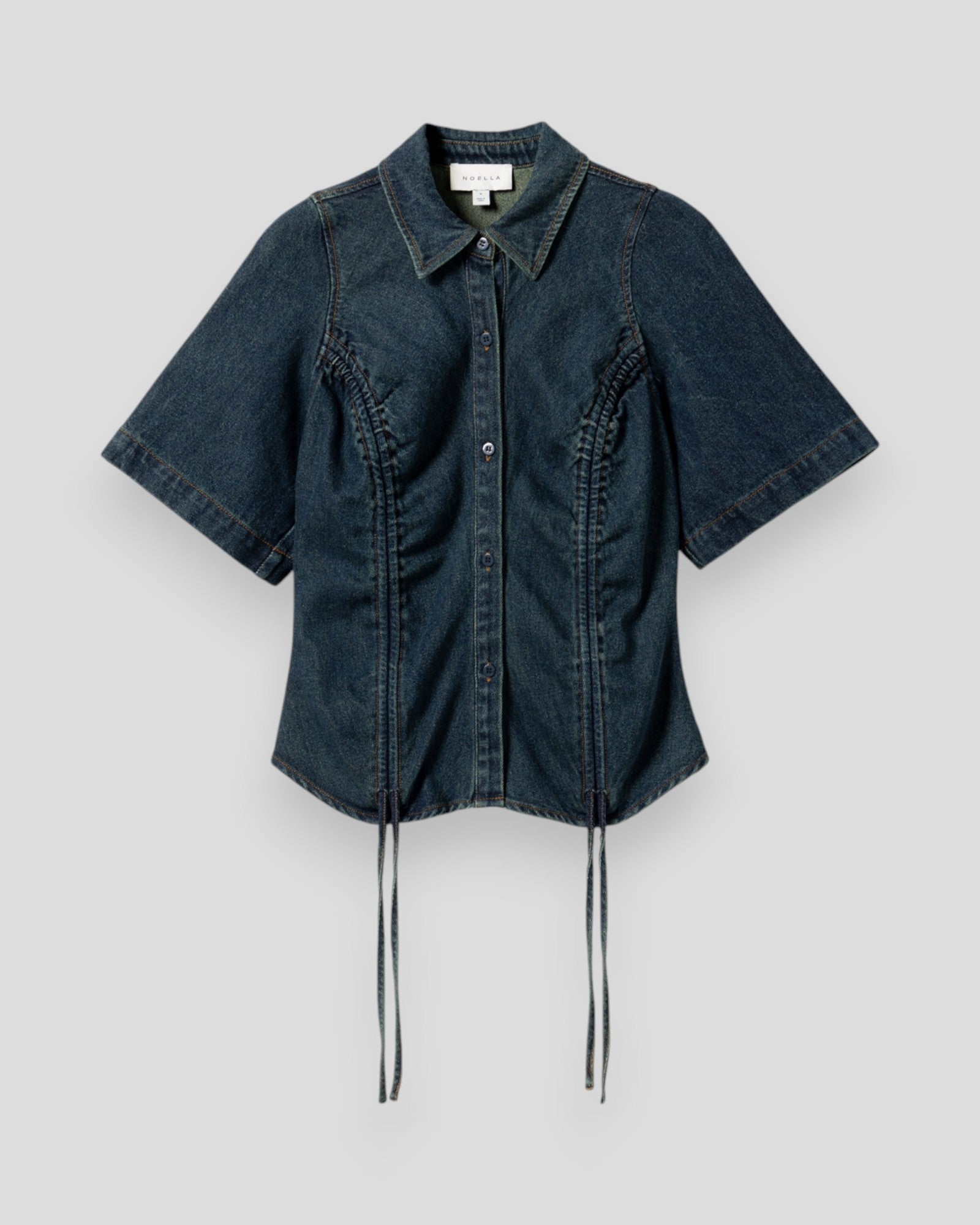 Noella N-Micaiah SS damebluse i vintage blå vask med lange ærmer og afslappet pasform.