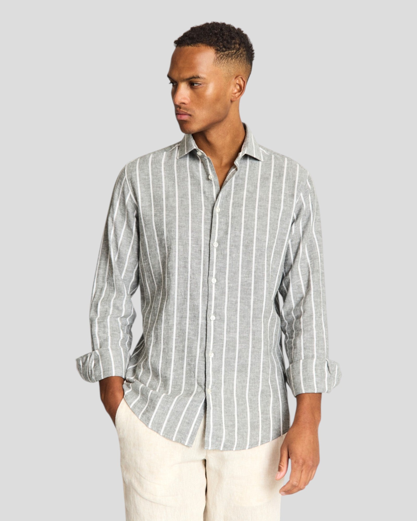 Freitas Casual Modern Fit Shirt - Green/White