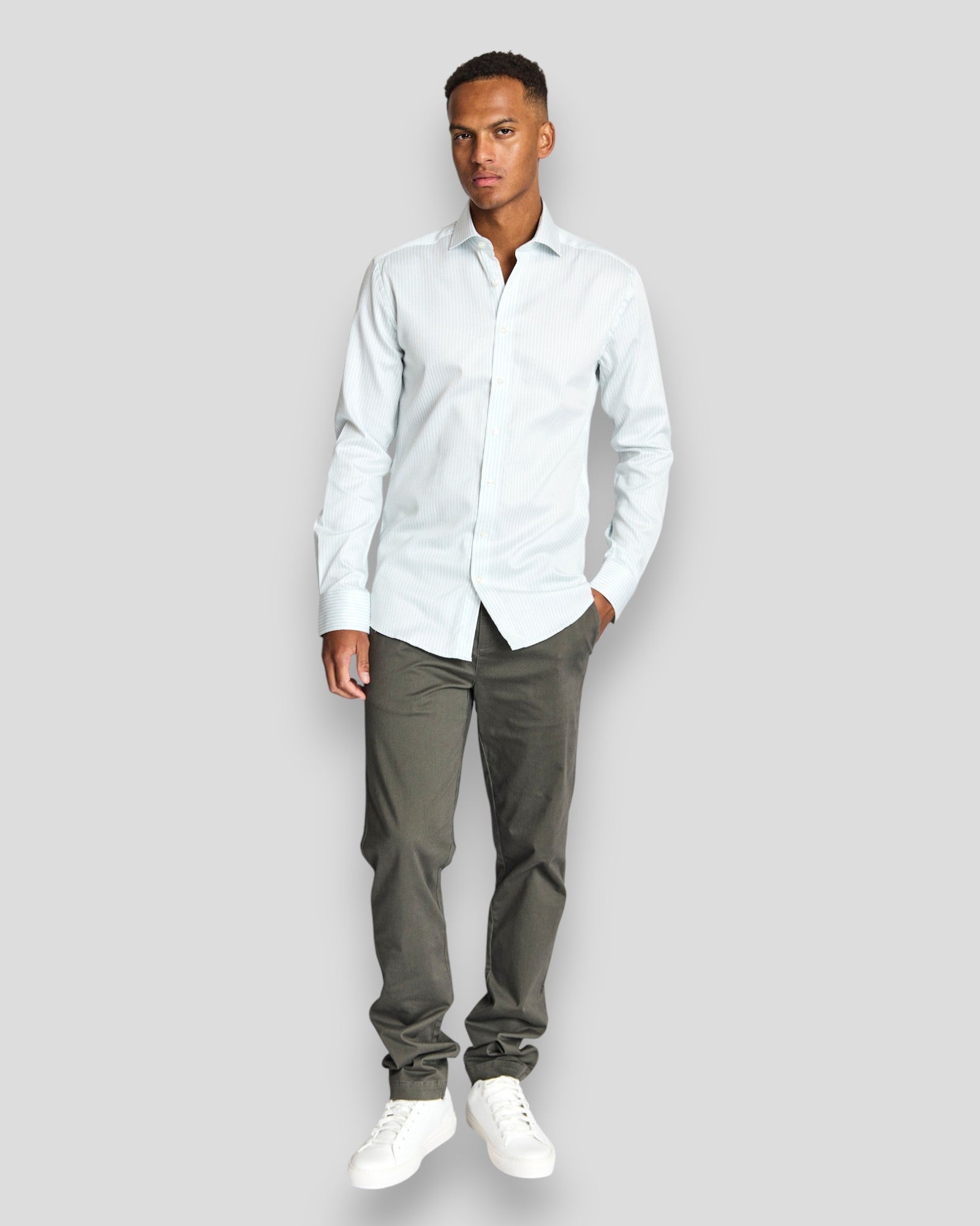 Ignacio Slim Fit Shirt - Light Green/White