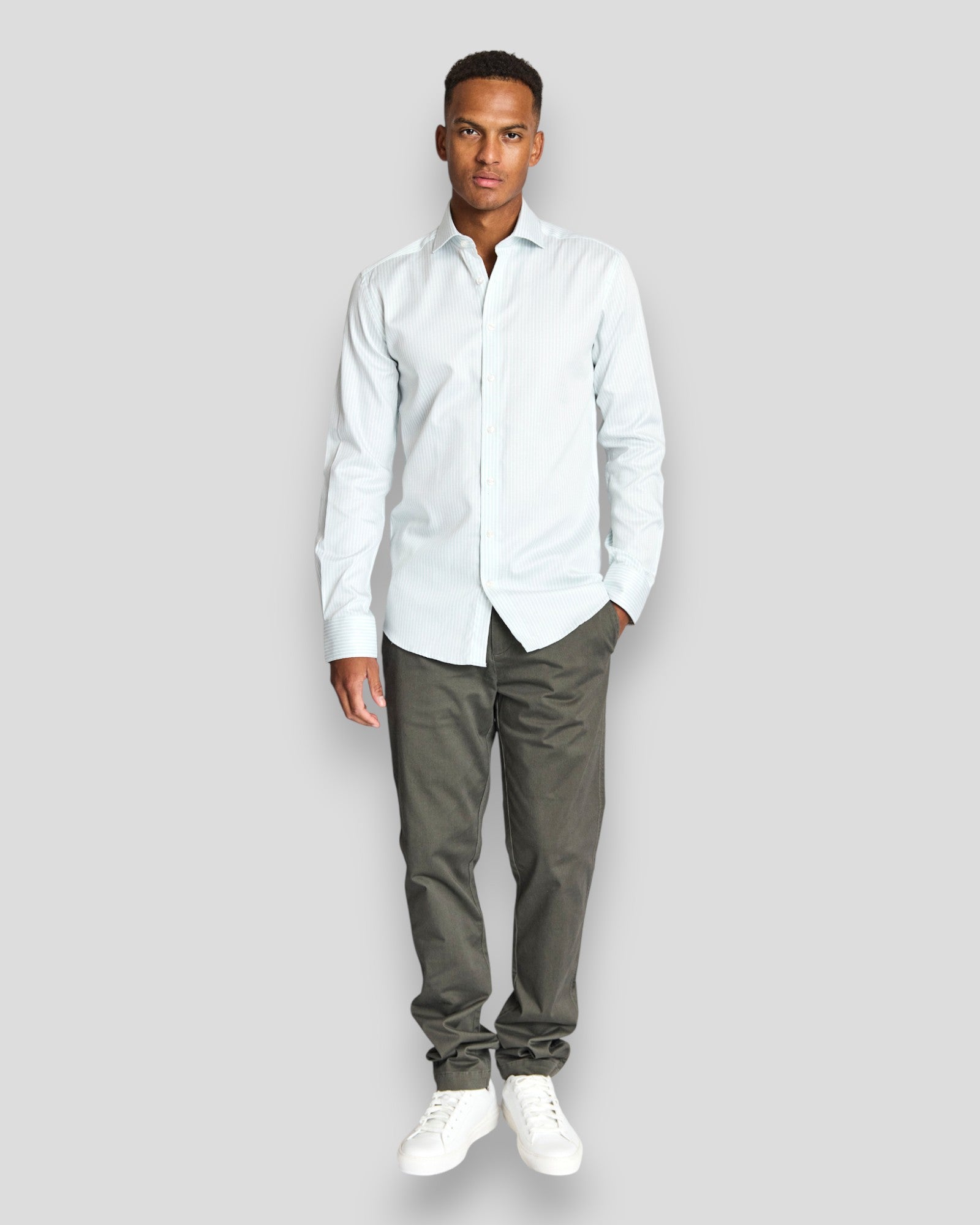 Ignacio Slim Fit Shirt - Light Green/White