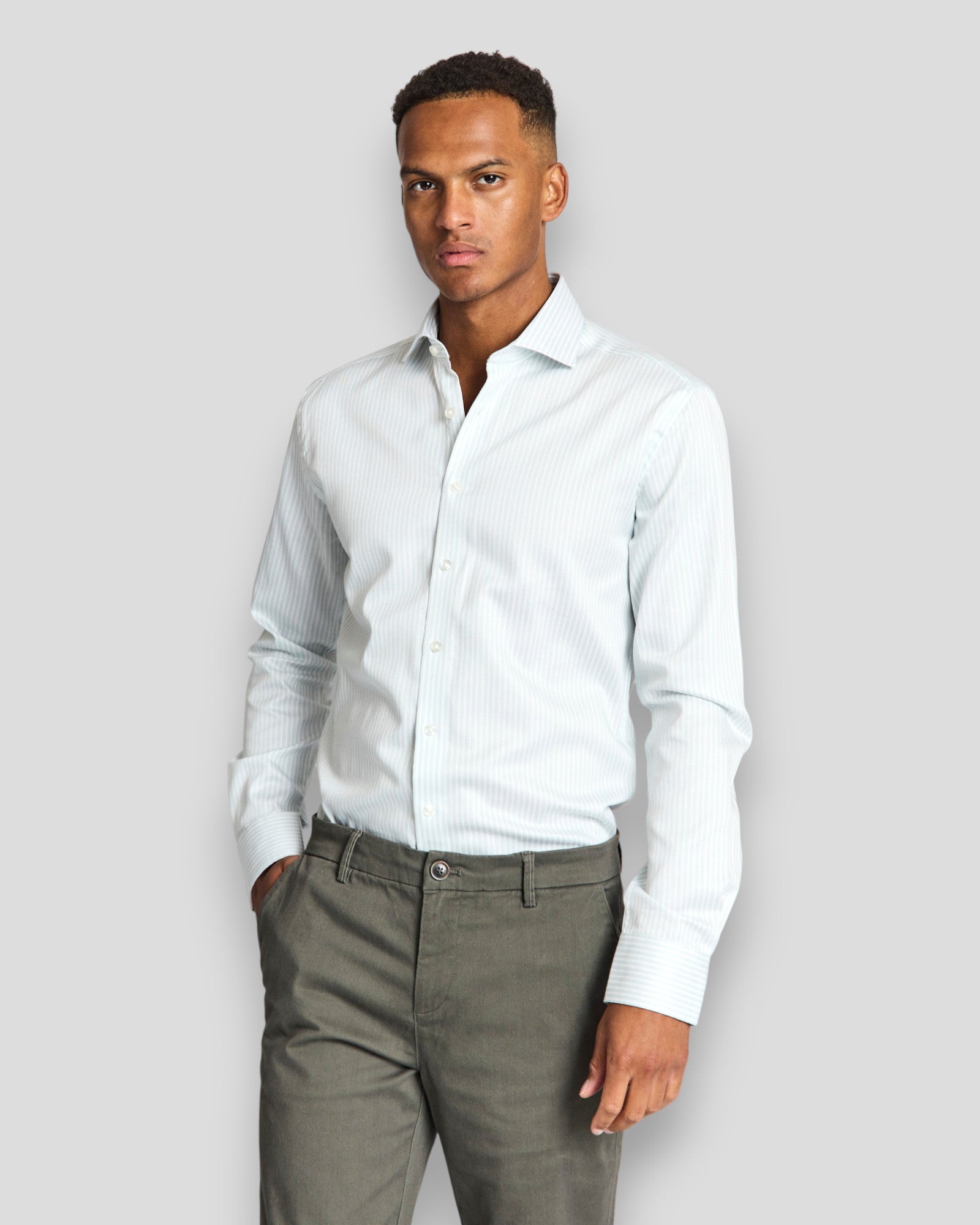 Ignacio Slim Fit Shirt - Light Green/White