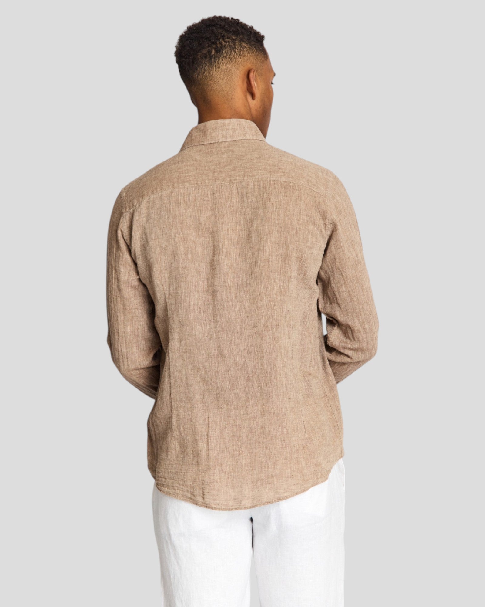 Brown Tahaka Modern Fit Shirt by Bruun & Stengade, casual style with a tailored fit, shown on a hanger.
