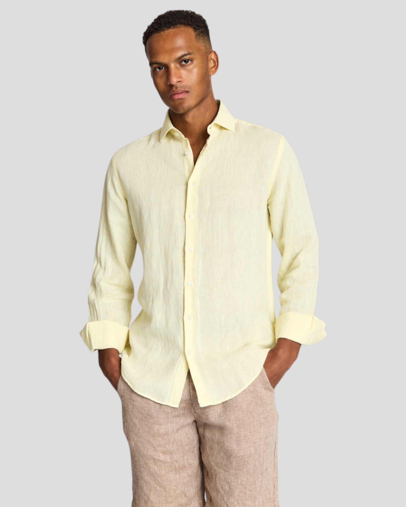 Yellow Tahaka Modern Fit Shirt by Bruun & Stengade, casual button-up shirt with a sleek fit and stylish design.