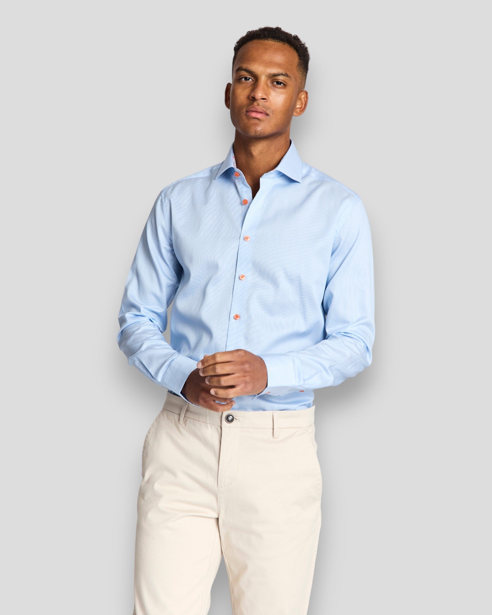 Wael Slim Fit Shirt - Light Blue/White