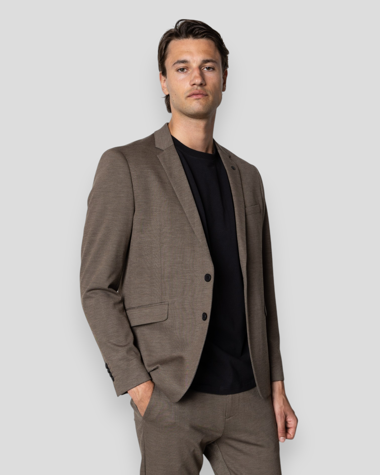 Milano Brendon Jersey Blazer - Dark Khaki