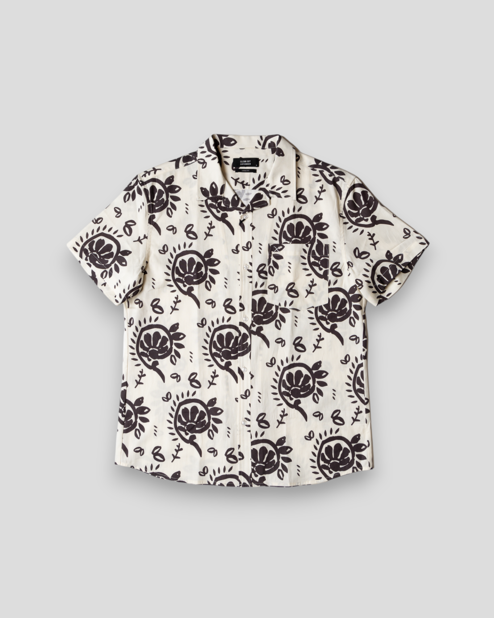 Bowling Ricco Shirt SS - Ecru/Dark Brown