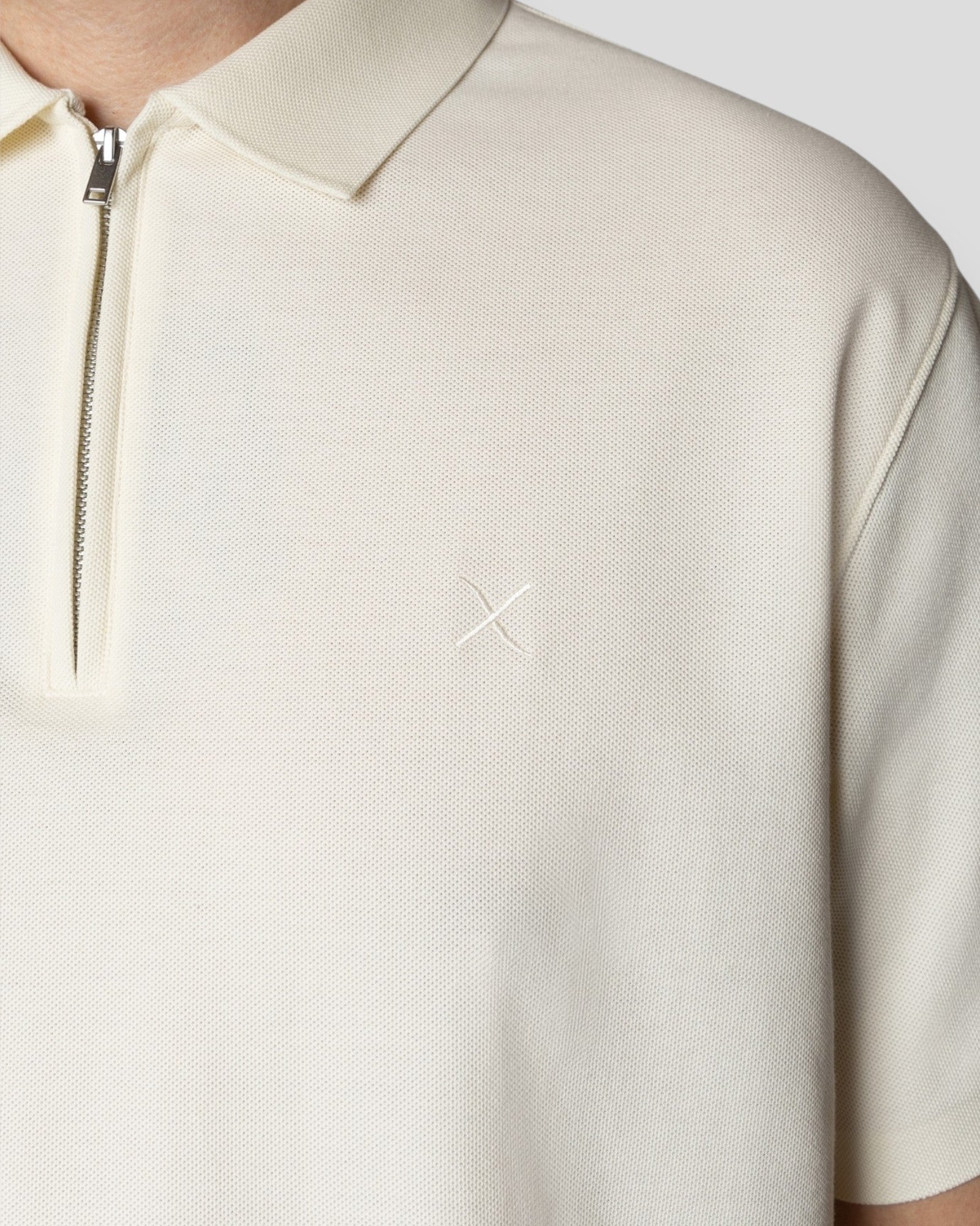 Joss Polo SS Half Zip - Ecru