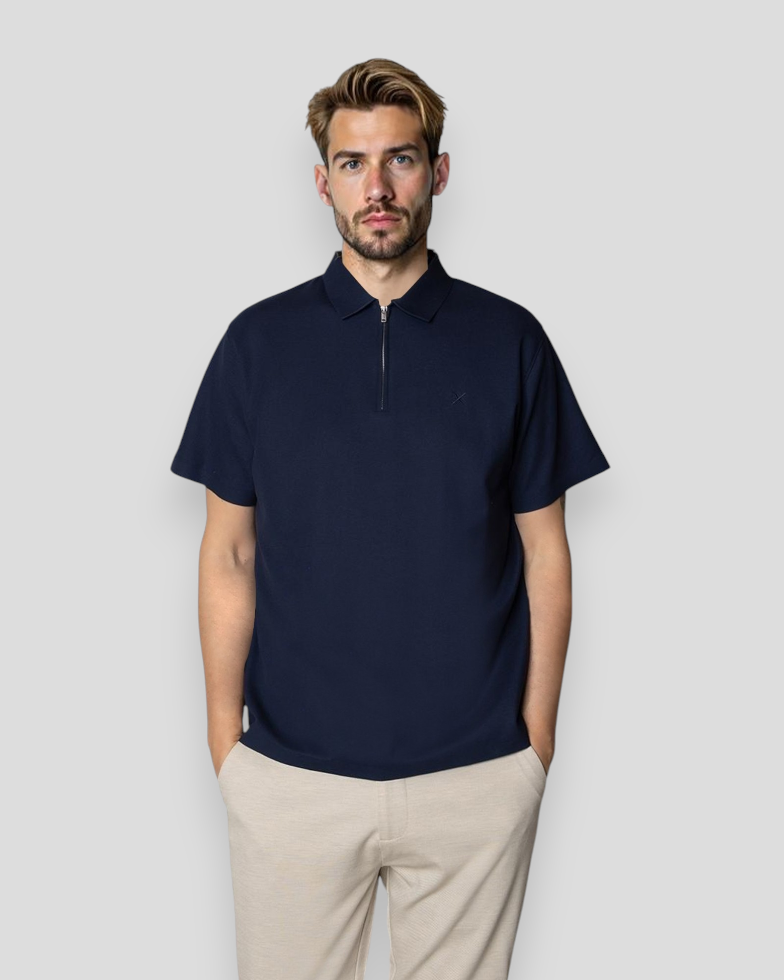 Joss Polo SS Half Zip - Navy