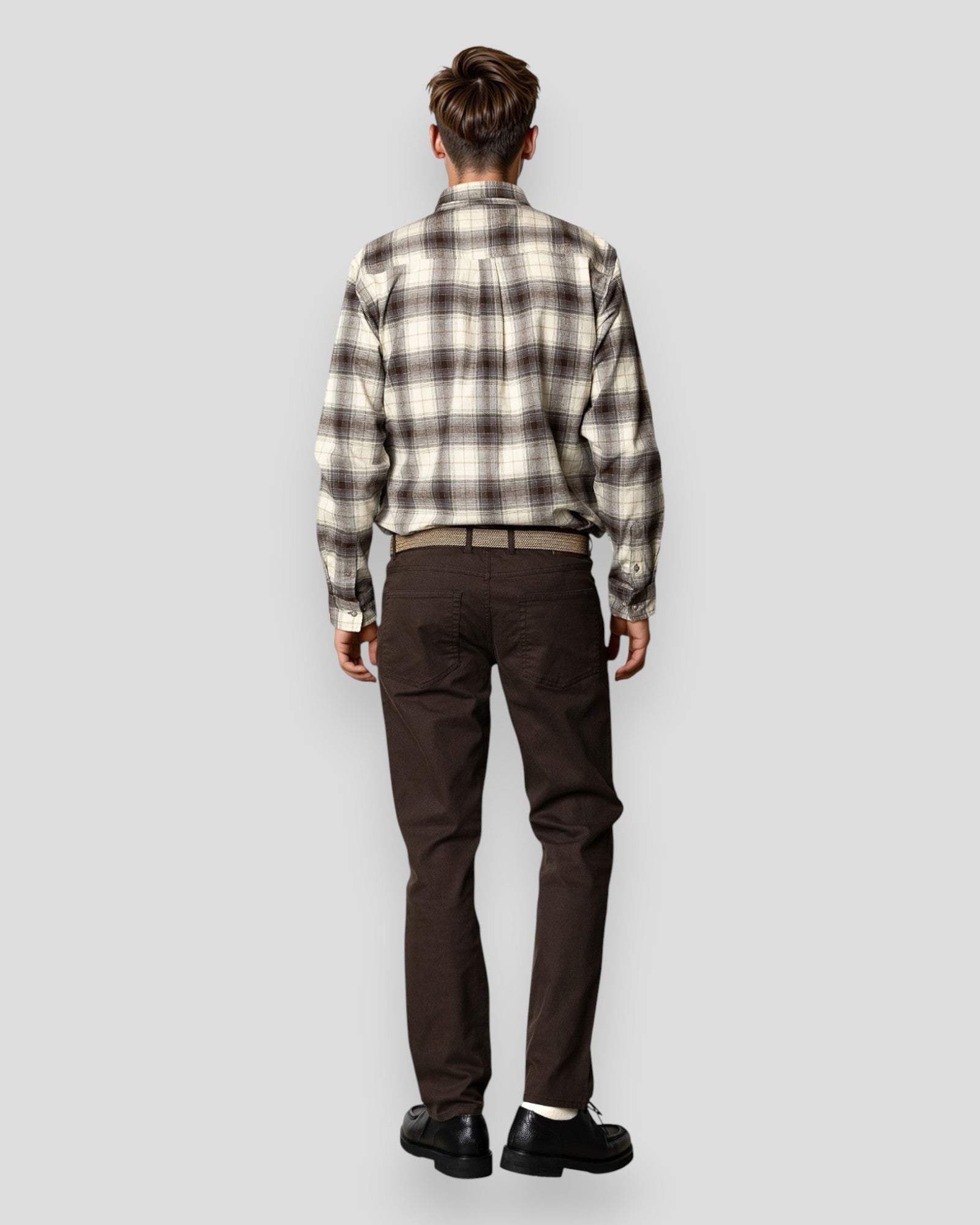 Dylan Checked Flannel Shirt - Ecru/Brown