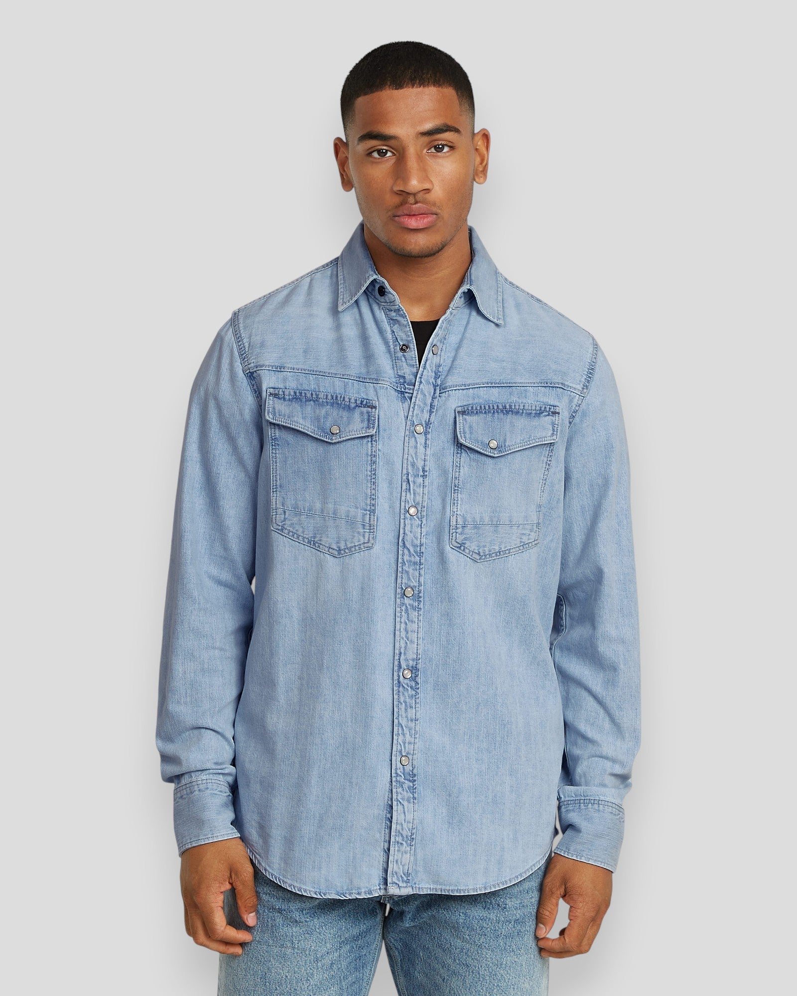 Dakota Slim Shirt L/S - Sun Faded Blue Mist
