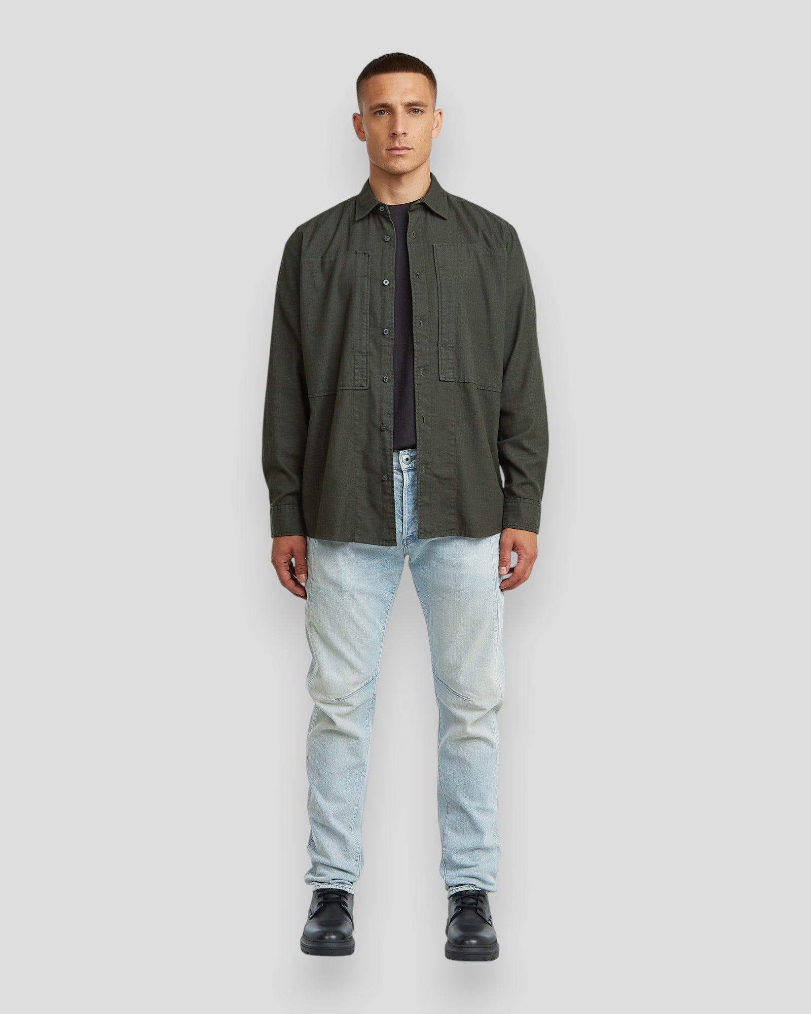 Panelled Pocket Regular Shirt LS - Asfalt GD