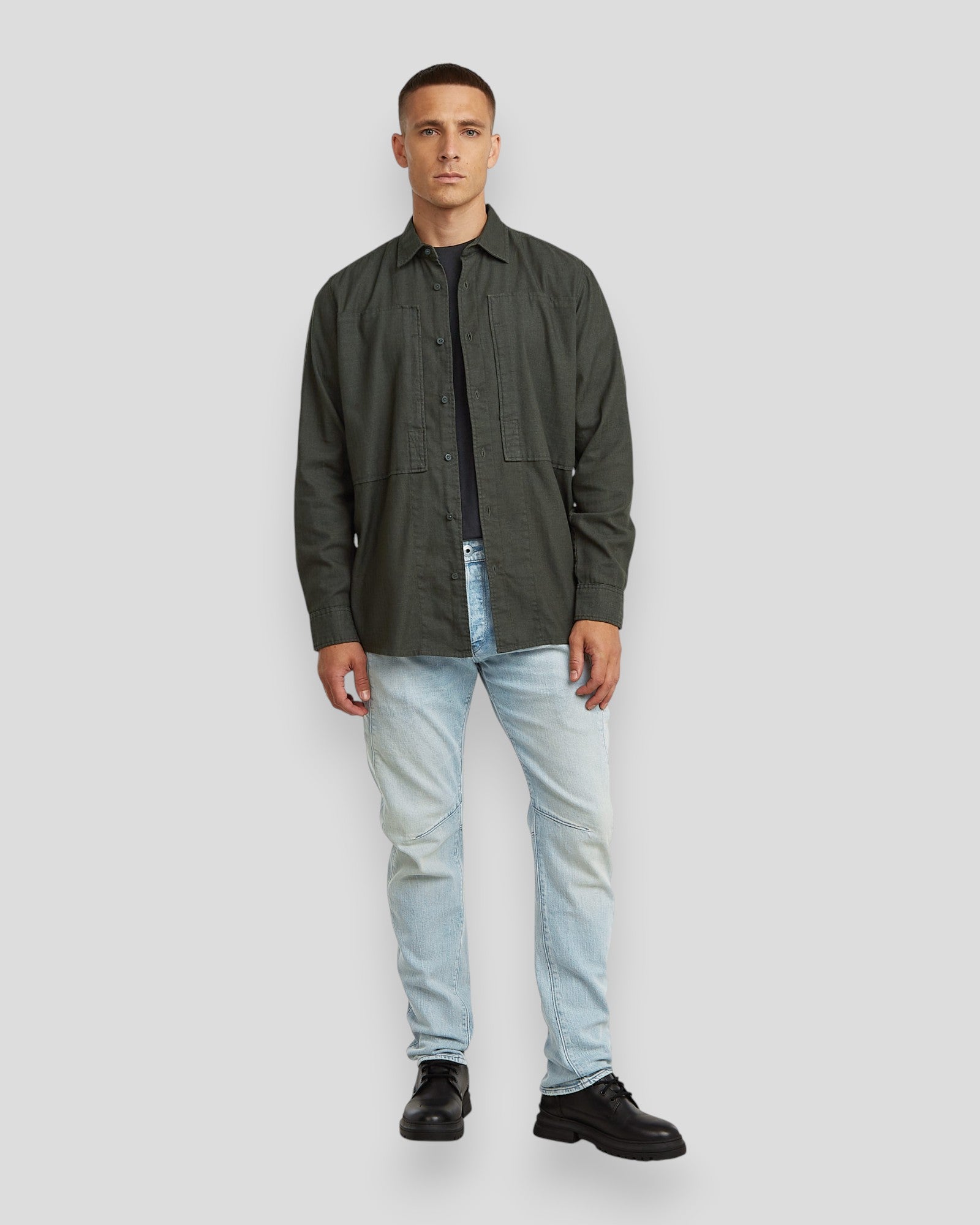 Panelled Pocket Regular Shirt LS - Asfalt GD