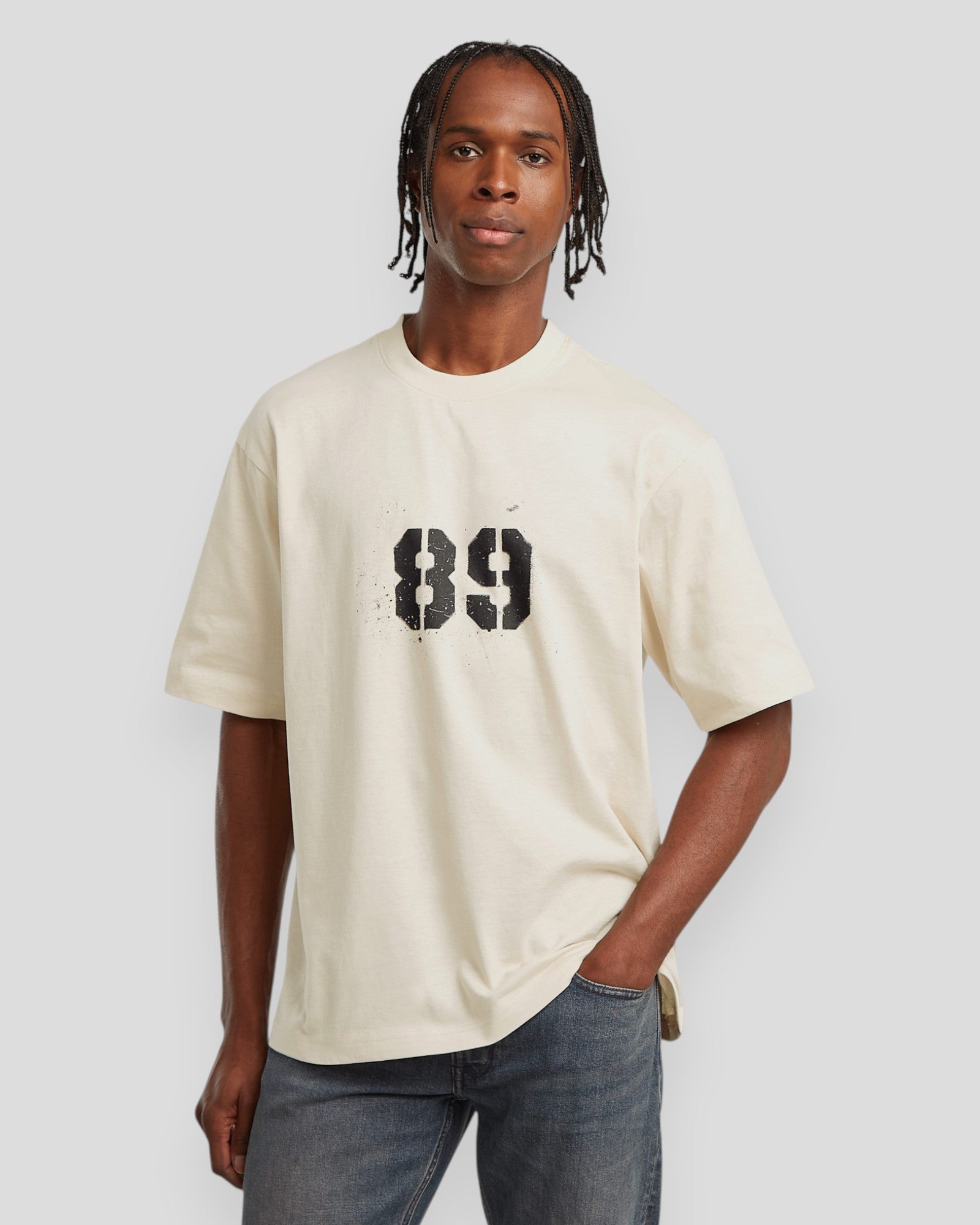Sprayed 89 Back GR Boxy R Tee - Whitebait