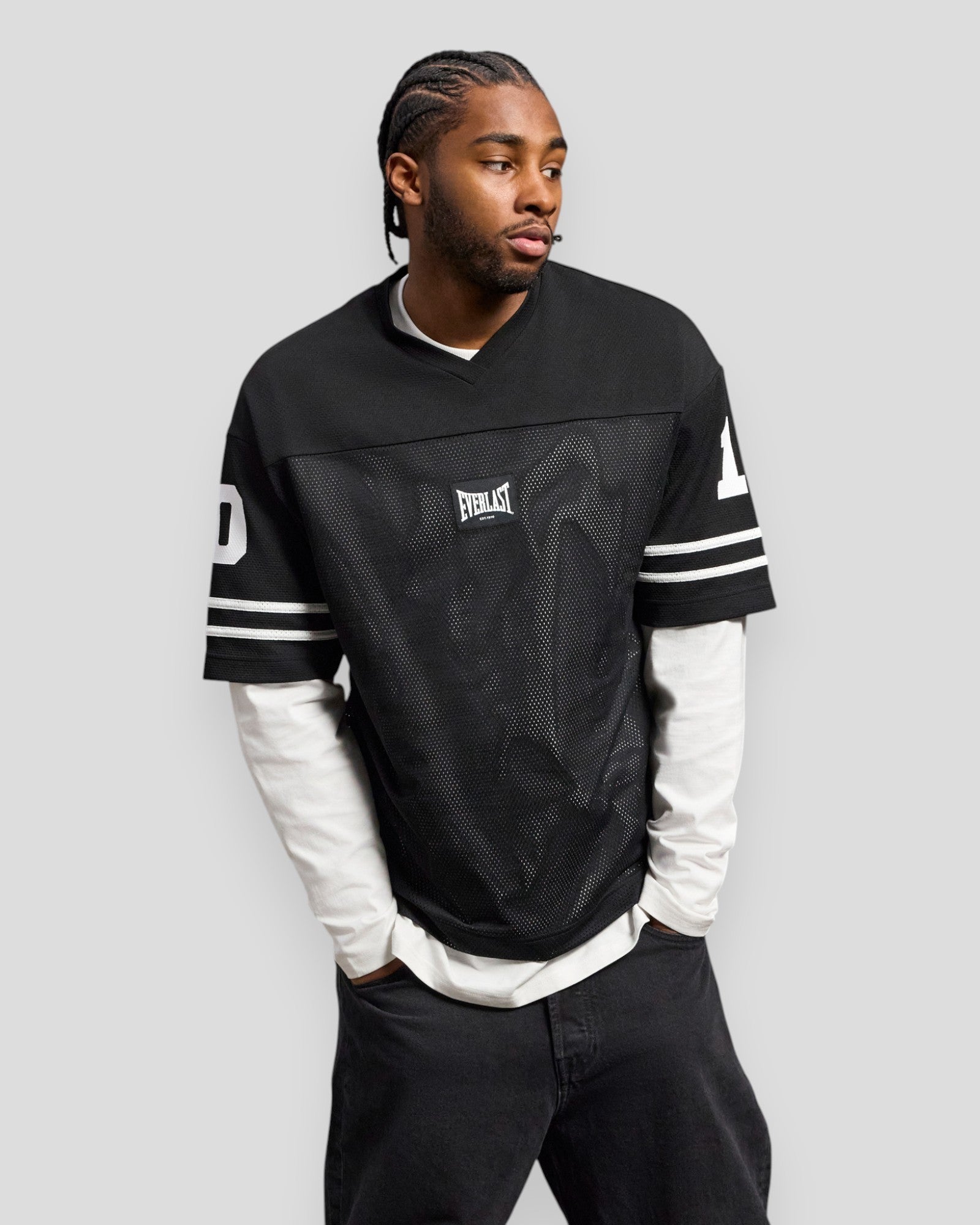 Boxy Football Mesh Jersey SS - Black Beauty