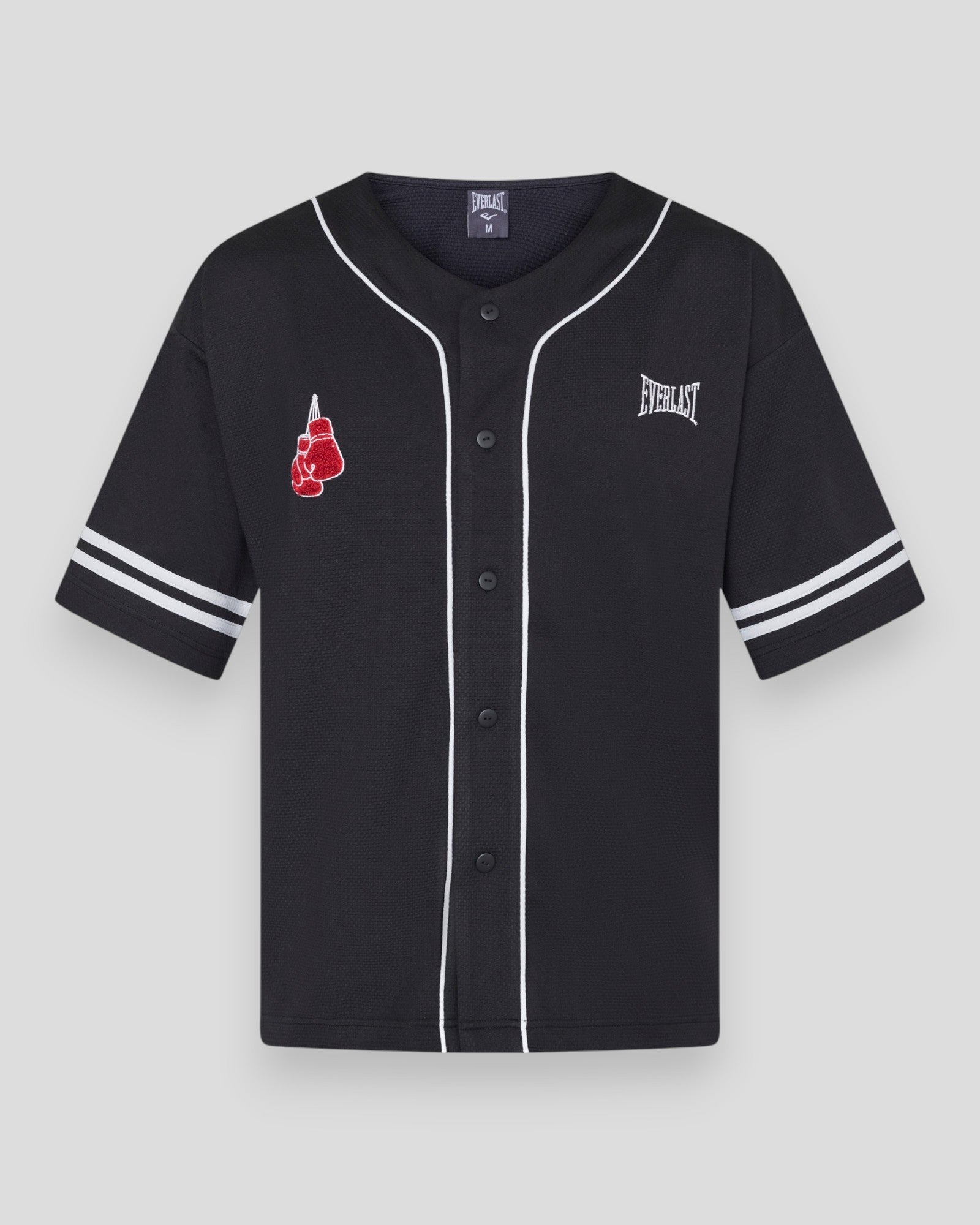 Black Everlast NO. 1 Baseball Jersey Tee, casual black T-shirt with sport-inspired design and logo detail.