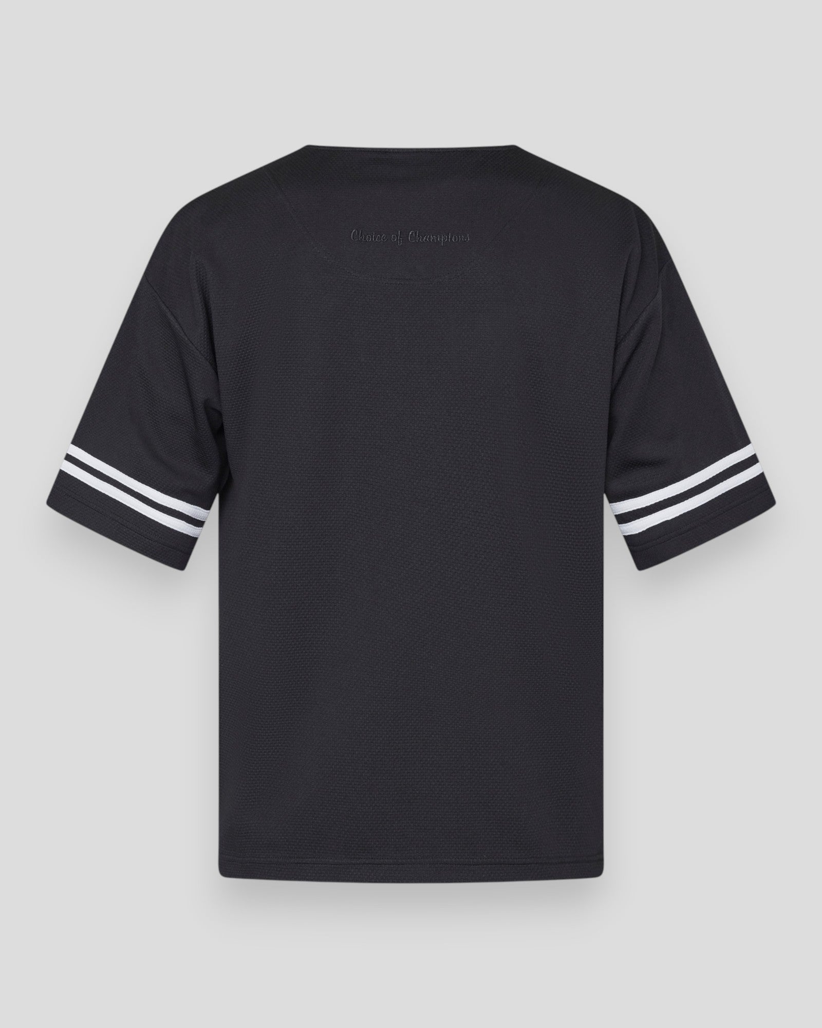 Black Everlast NO. 1 Baseball Jersey Tee displayed flat, showcasing its classic design and bold branding on the front.