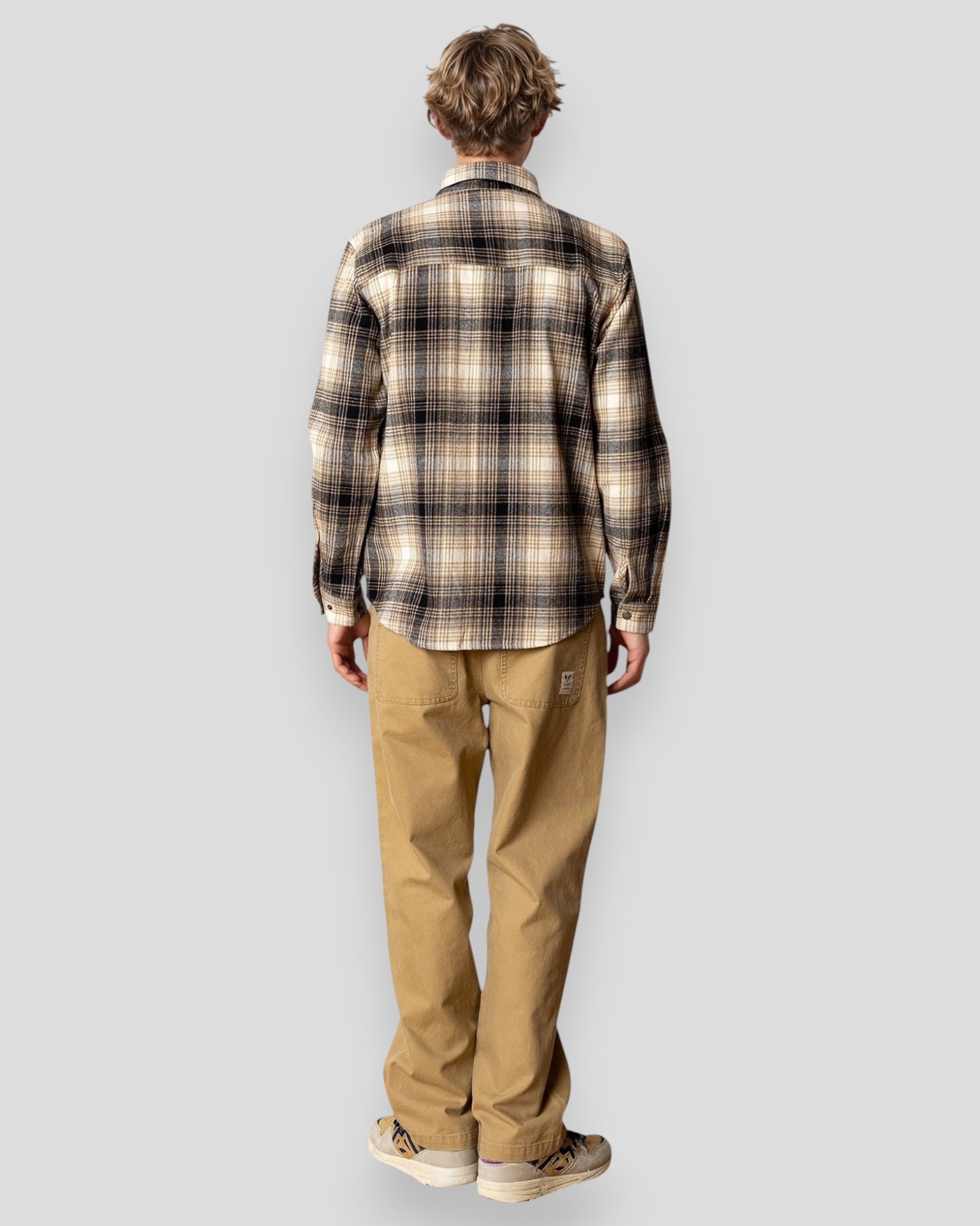 Adrian Cotton Check Shirt - Sand/Black