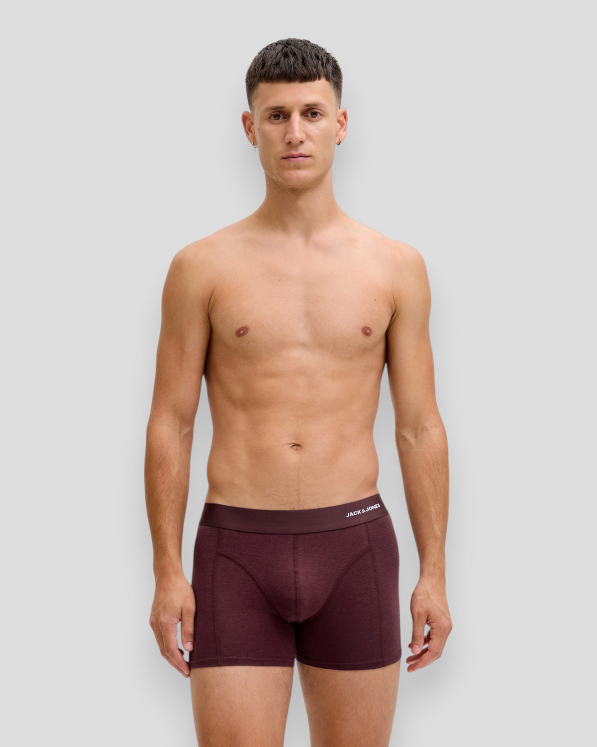 Jack & Jones Basic Bamboo trunks 3-pak i Port Royale-rød, vist forfra