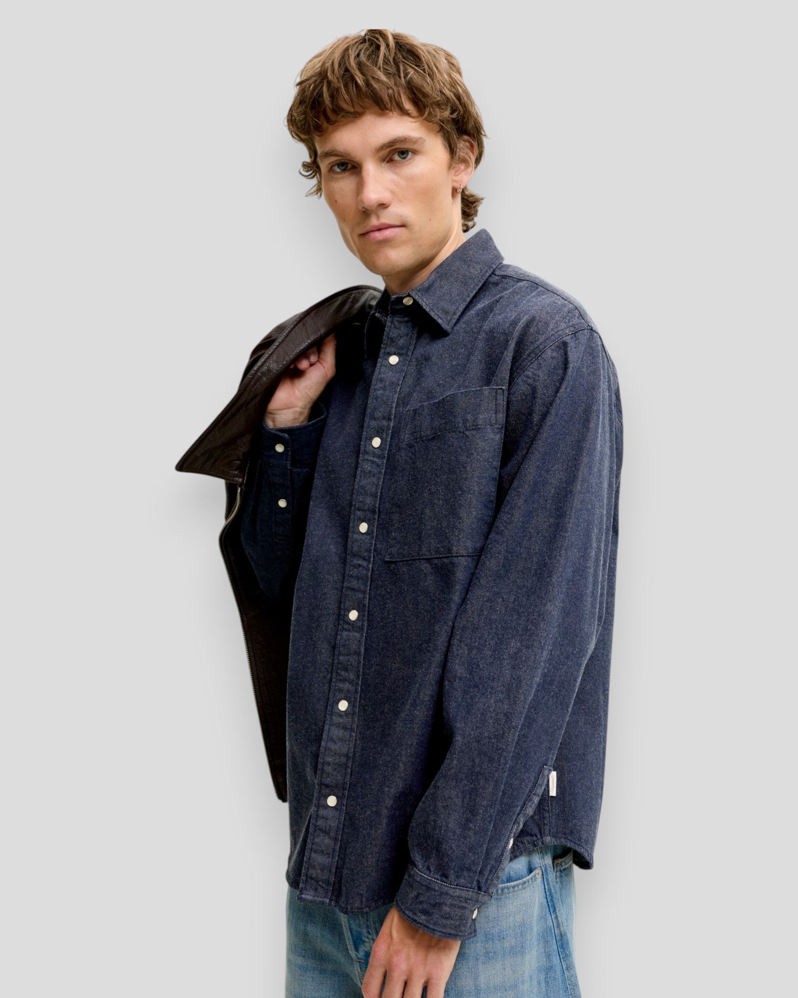 Frederiksberg Washed Denim LS Jacket - Sky Captain