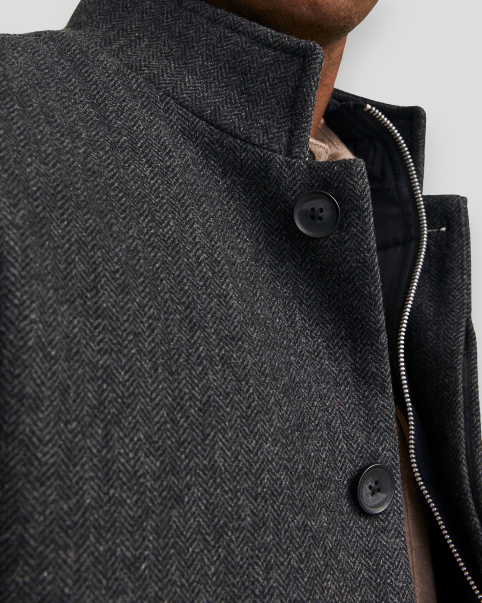 Harrison Wool Blend Jacket - Dark Grey Melange