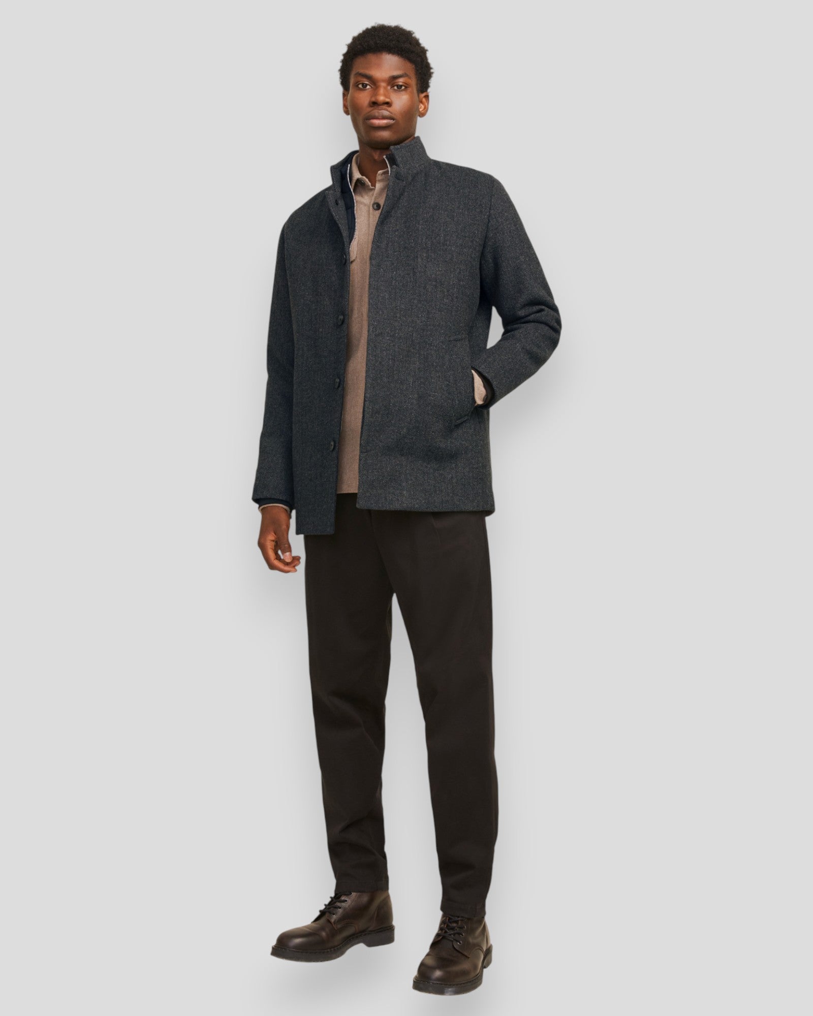 Harrison Wool Blend Jacket - Dark Grey Melange