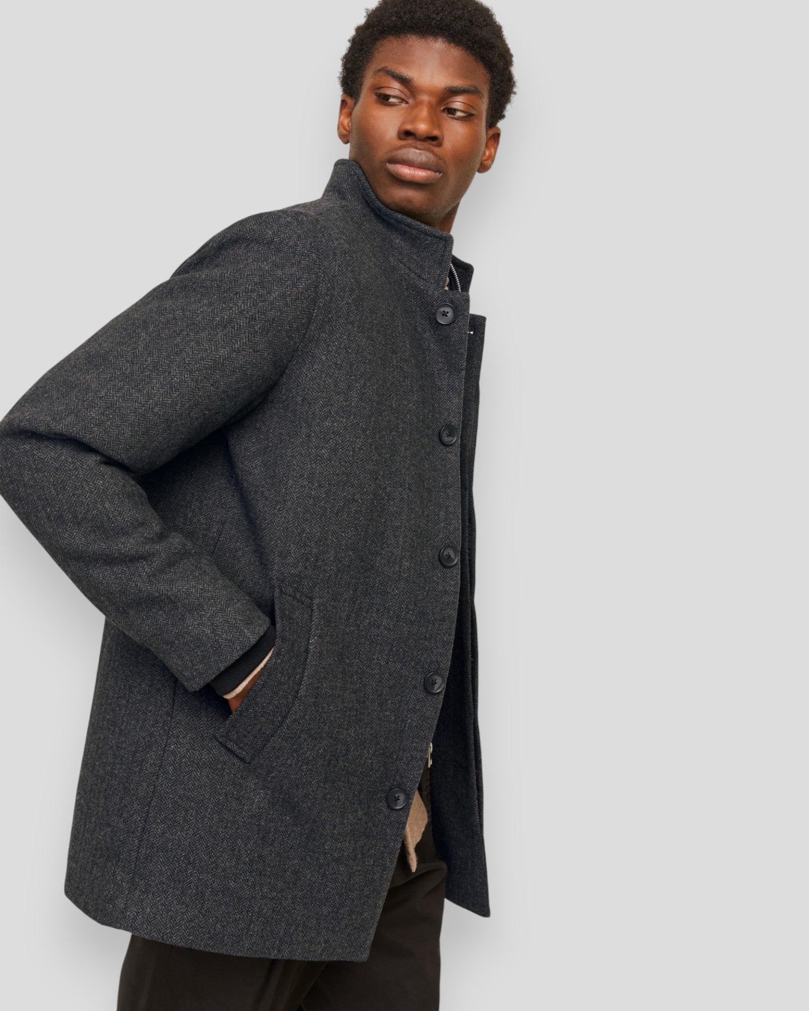 Harrison Wool Blend Jacket - Dark Grey Melange