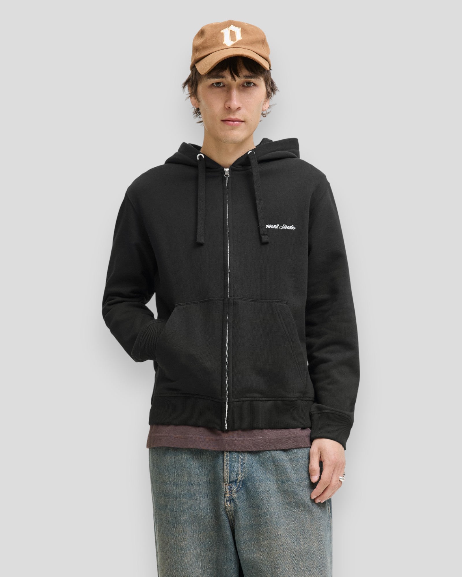 Norrebro EMB Sweat Zip Hoodie - Black