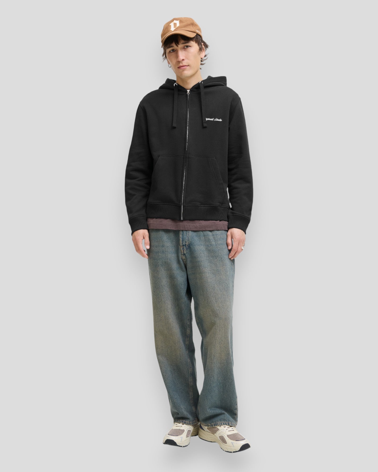 Norrebro EMB Sweat Zip Hoodie - Black