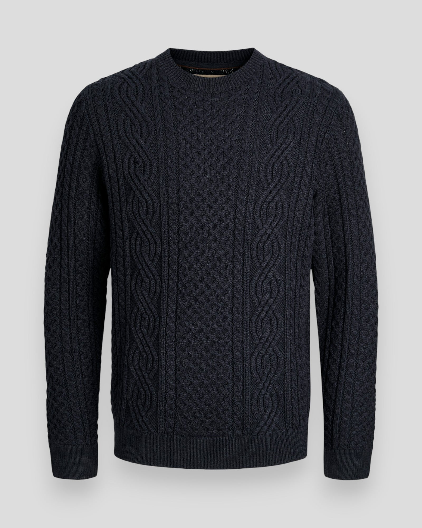Blusean Knit Cable Crew Neck - Dark Navy