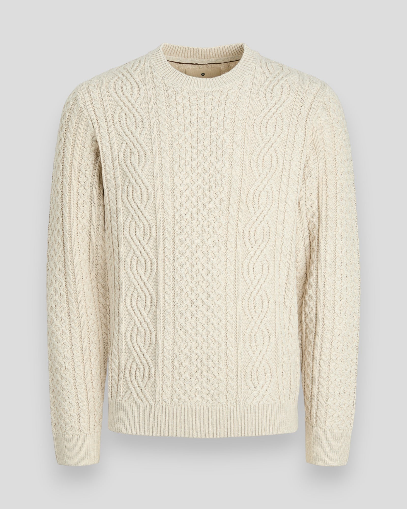 Blusean Knit Cable Crew Neck - Silver Lining