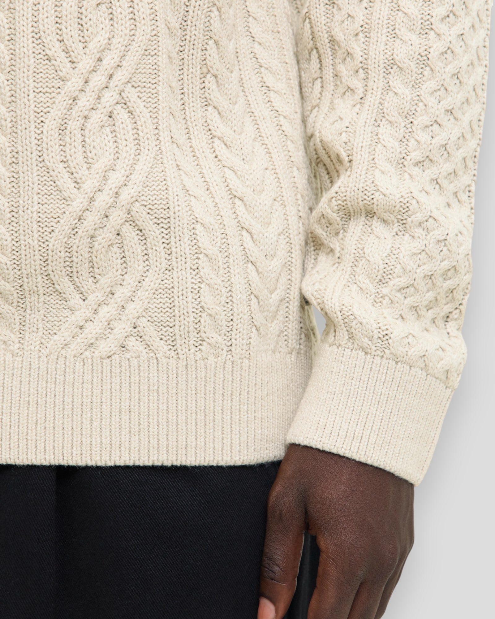 Blusean Knit Cable Crew Neck - Silver Lining