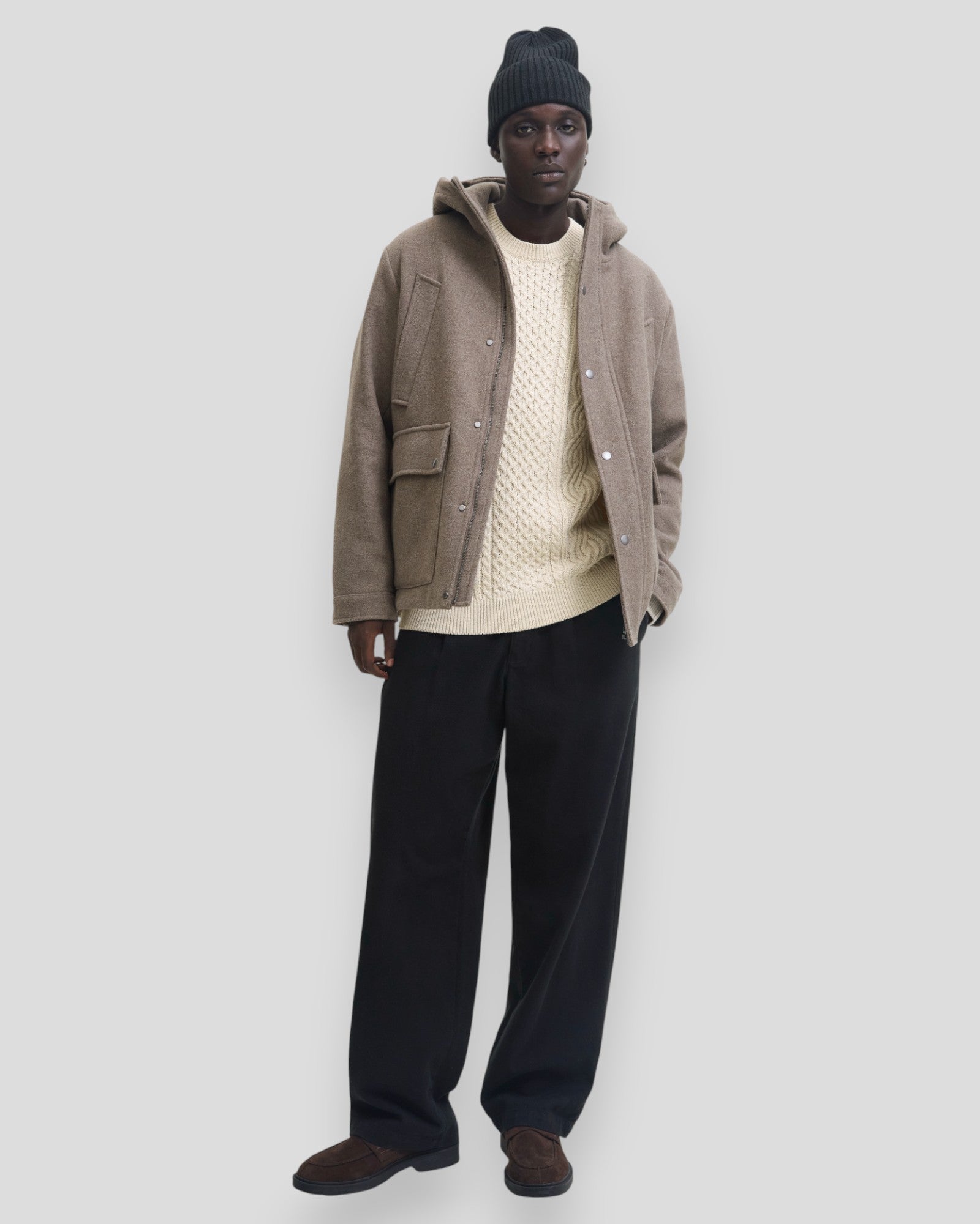 Blusean Knit Cable Crew Neck - Silver Lining