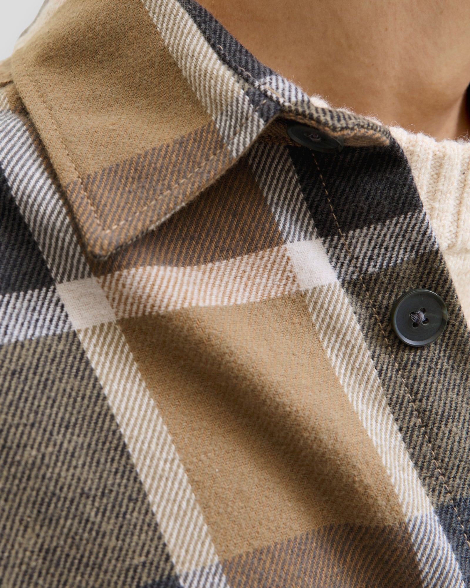 Rayle Melange Check LS Overshirt - Malt Ball