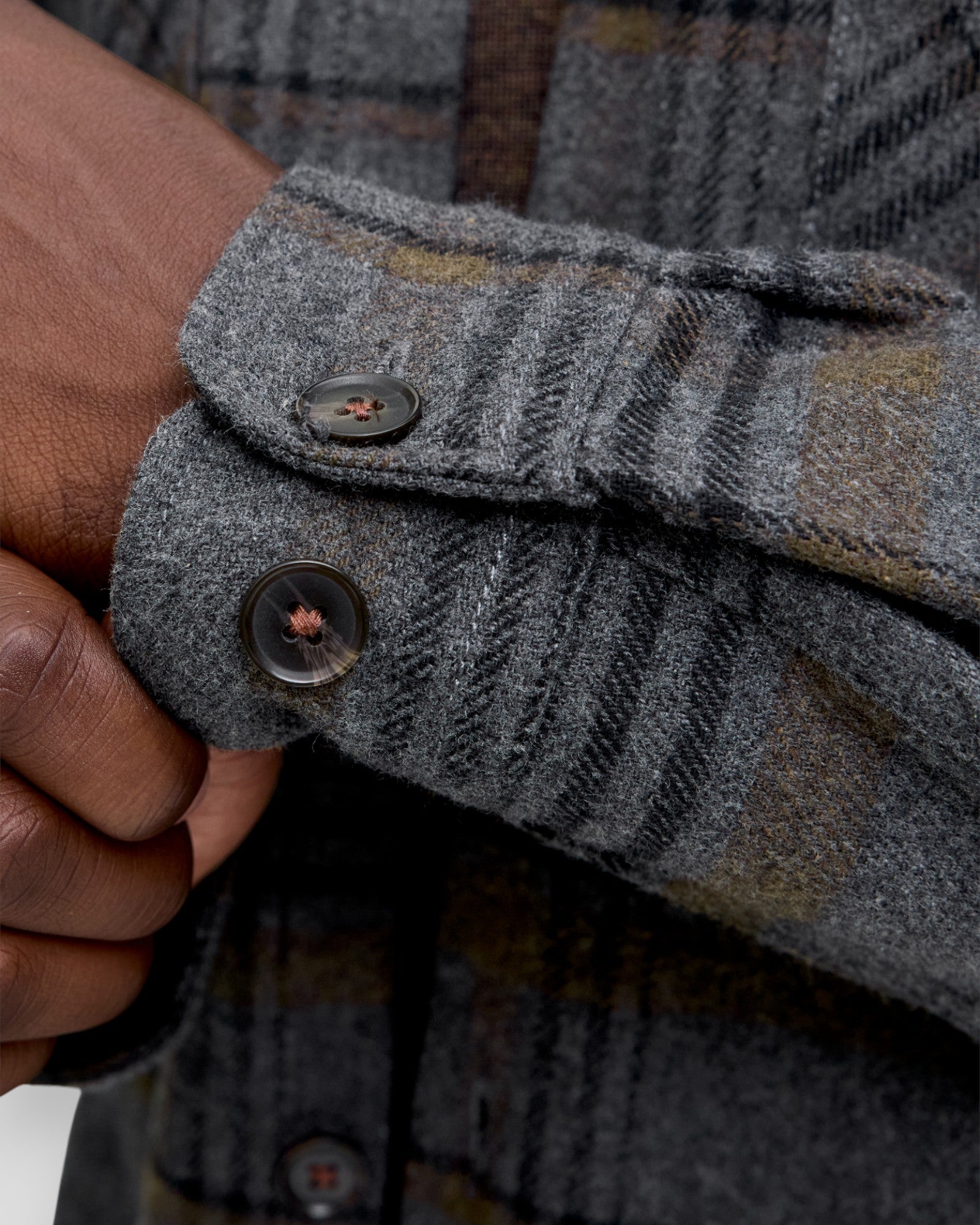 Rayle Melange Check LS Overshirt - Dark Grey