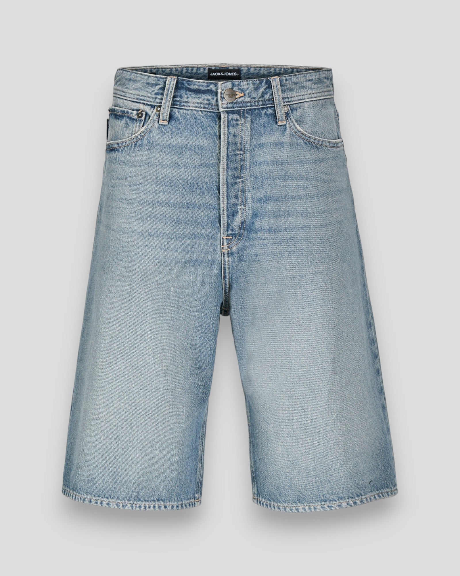 Blue denim Ron Original Shorts by Jack & Jones, casual men's shorts with classic stitching and a relaxed fit.